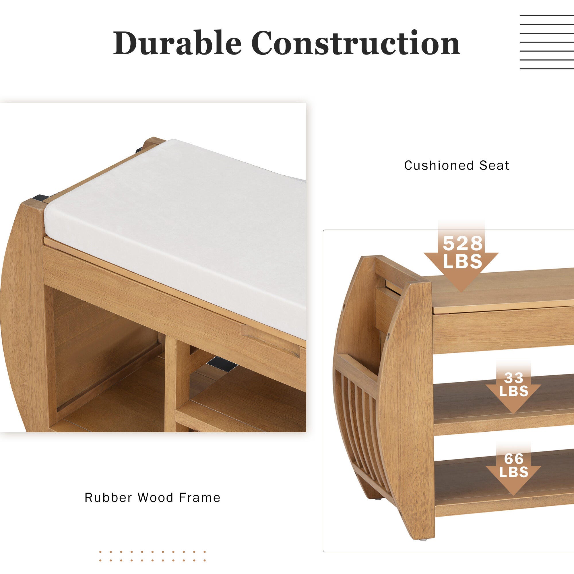 Dovelina Tresy Storage Bench Ottoman, Natural, large
