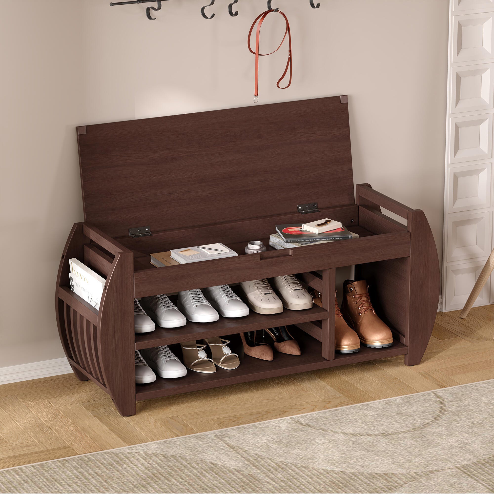 Dovelina Tresy Storage Bench Ottoman, Brown, large