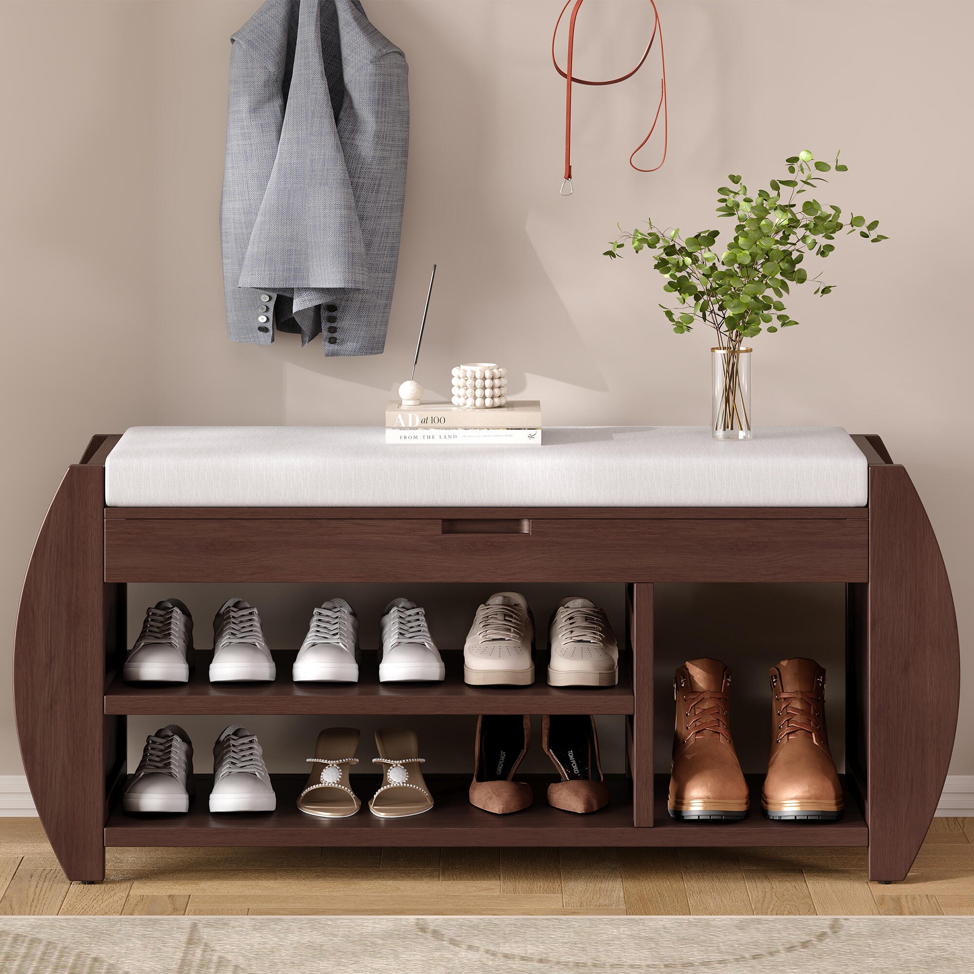 Dovelina Tresy Storage Bench Ottoman, Brown, large
