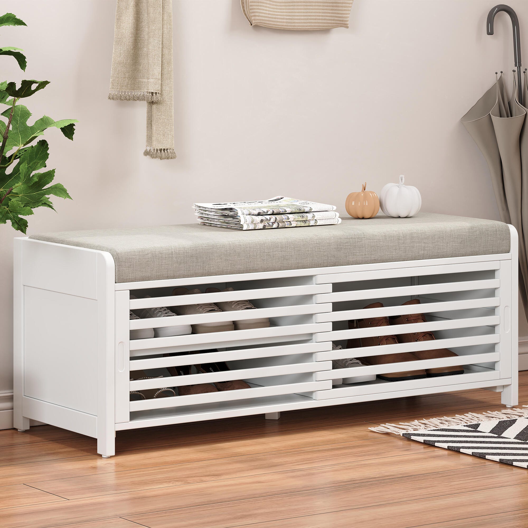 Dovelina Tresy Shutter Storage Bench Ottoman, , rollover