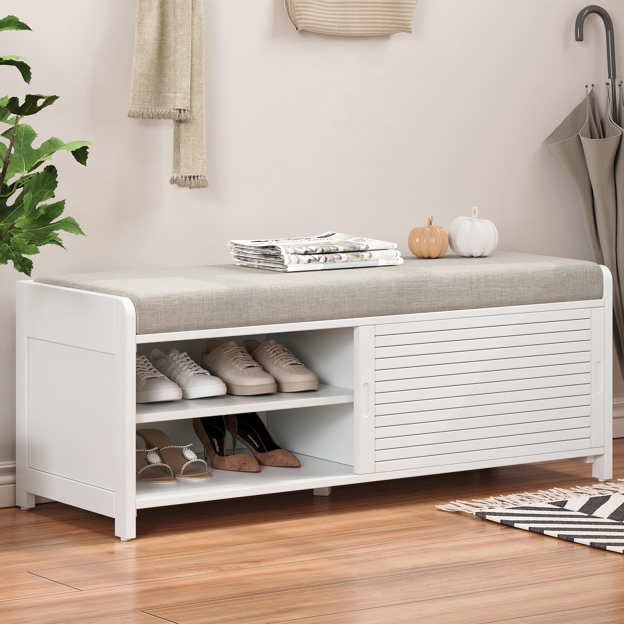 Dovelina Tresy Shutter Storage Bench Ottoman, , large