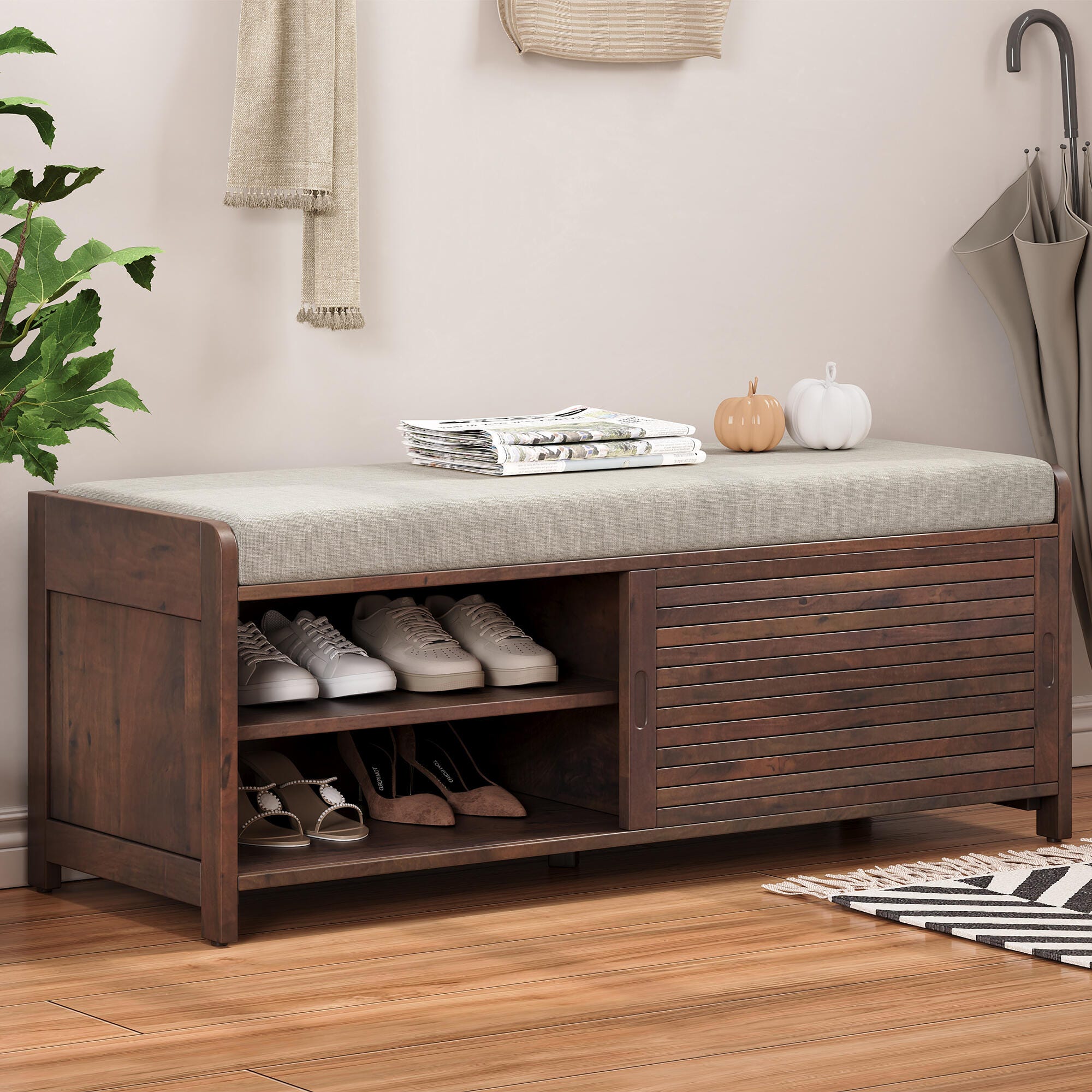 Dovelina Tresy Storage Bench Ottoman, Brown, large