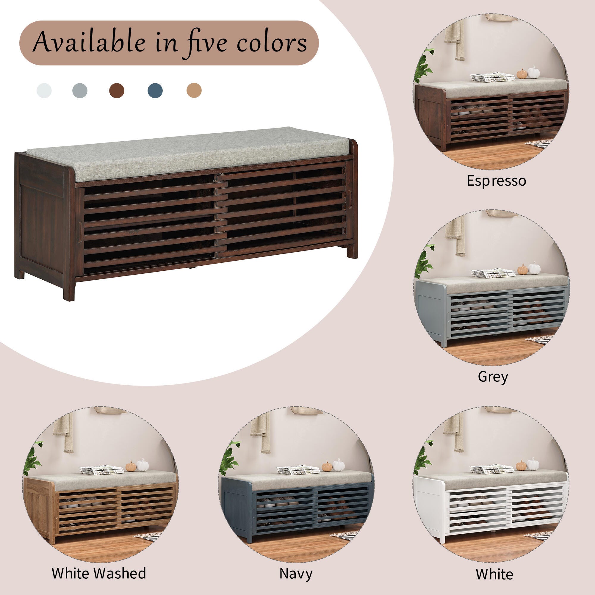 Dovelina Tresy Storage Bench Ottoman, Brown, large