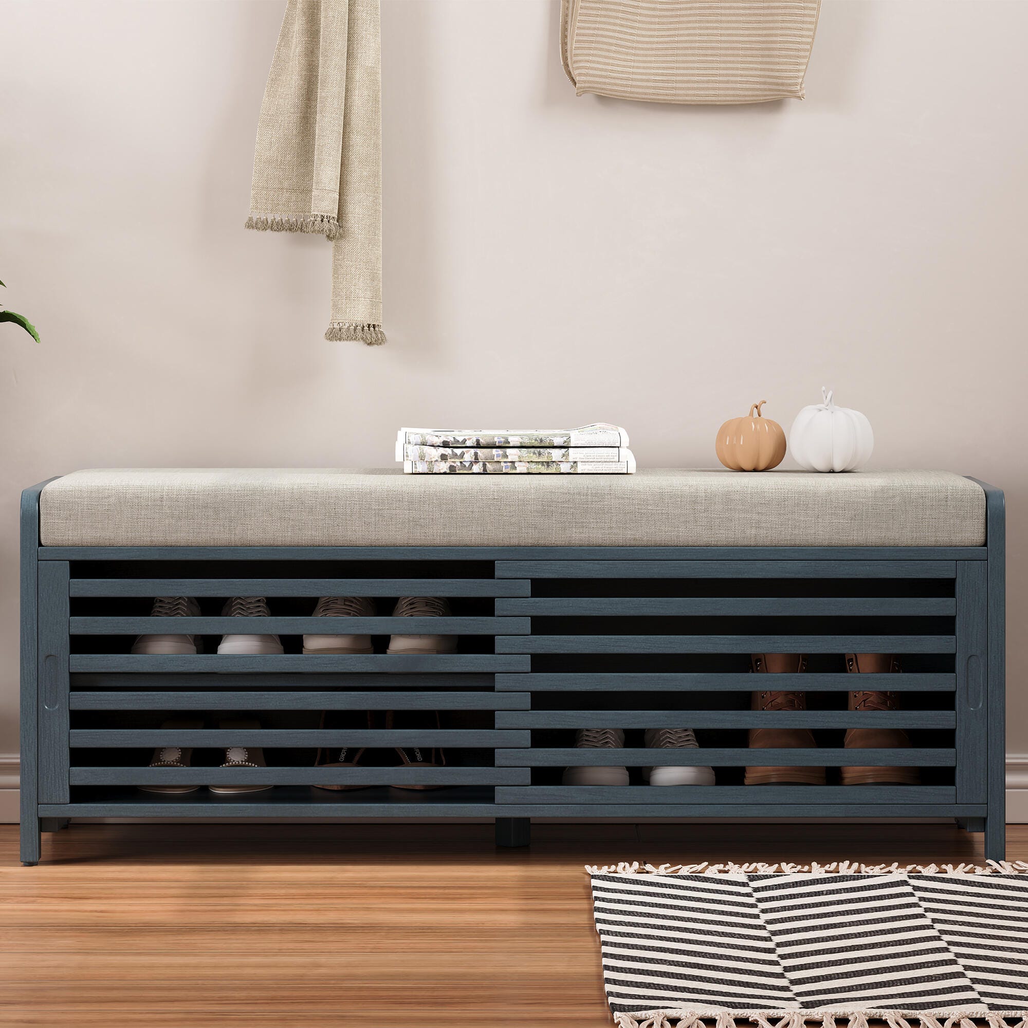 Dovelina Tresy Storage Bench Ottoman, Blue, large