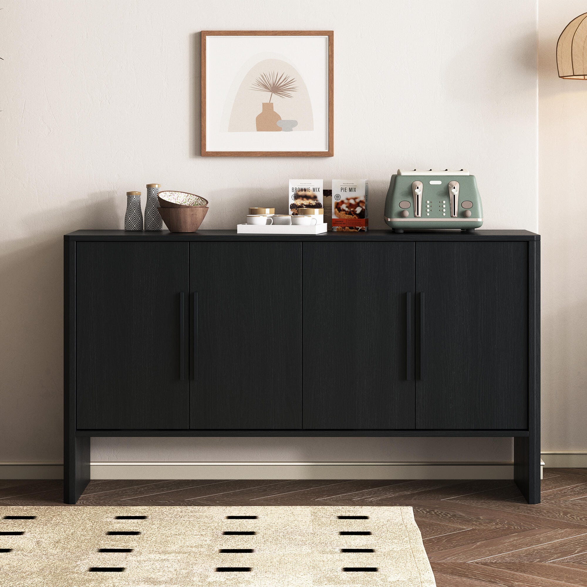 Dovelina Trexms Retro Sideboard, Black, rollover