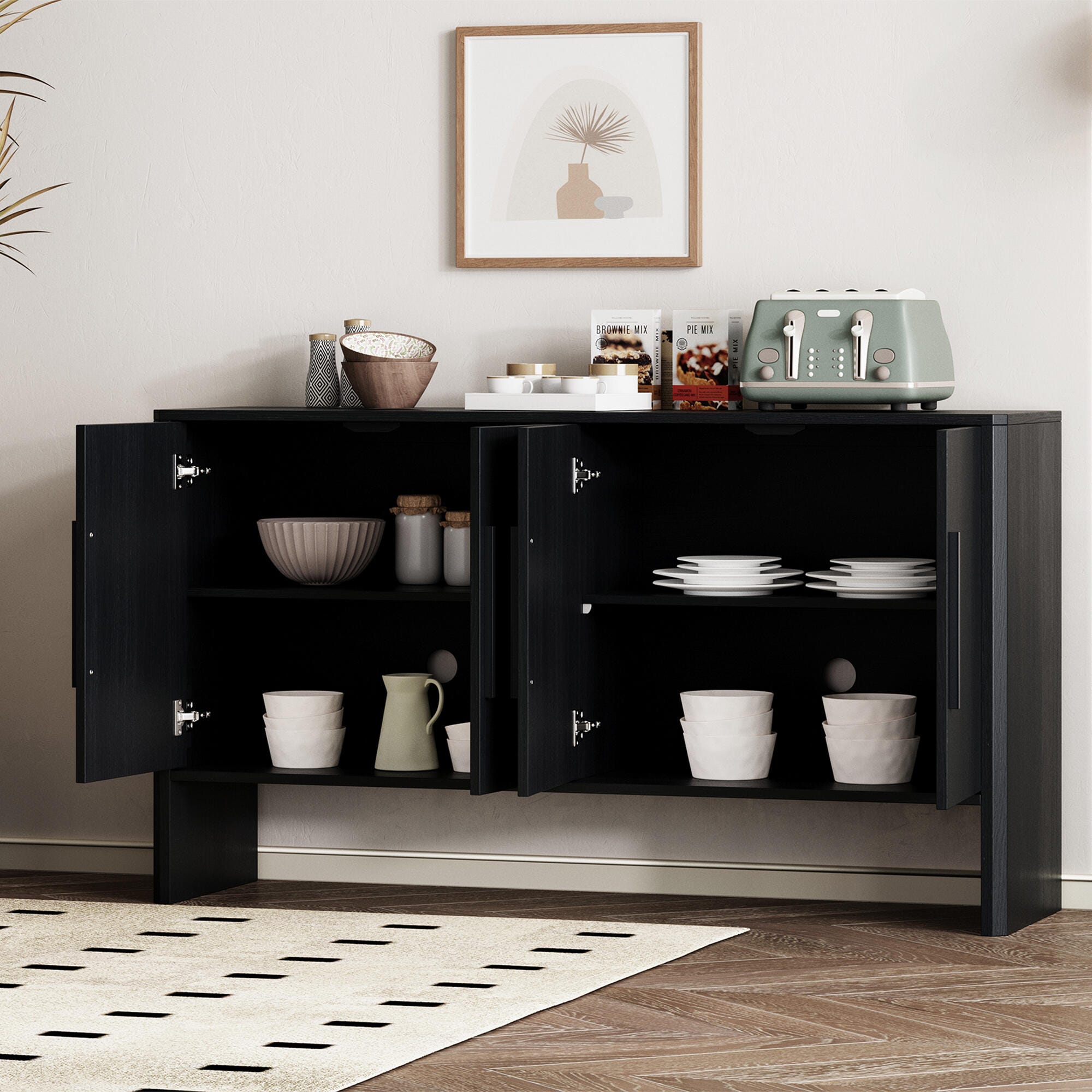 Dovelina Trexms Retro Sideboard, Black, large