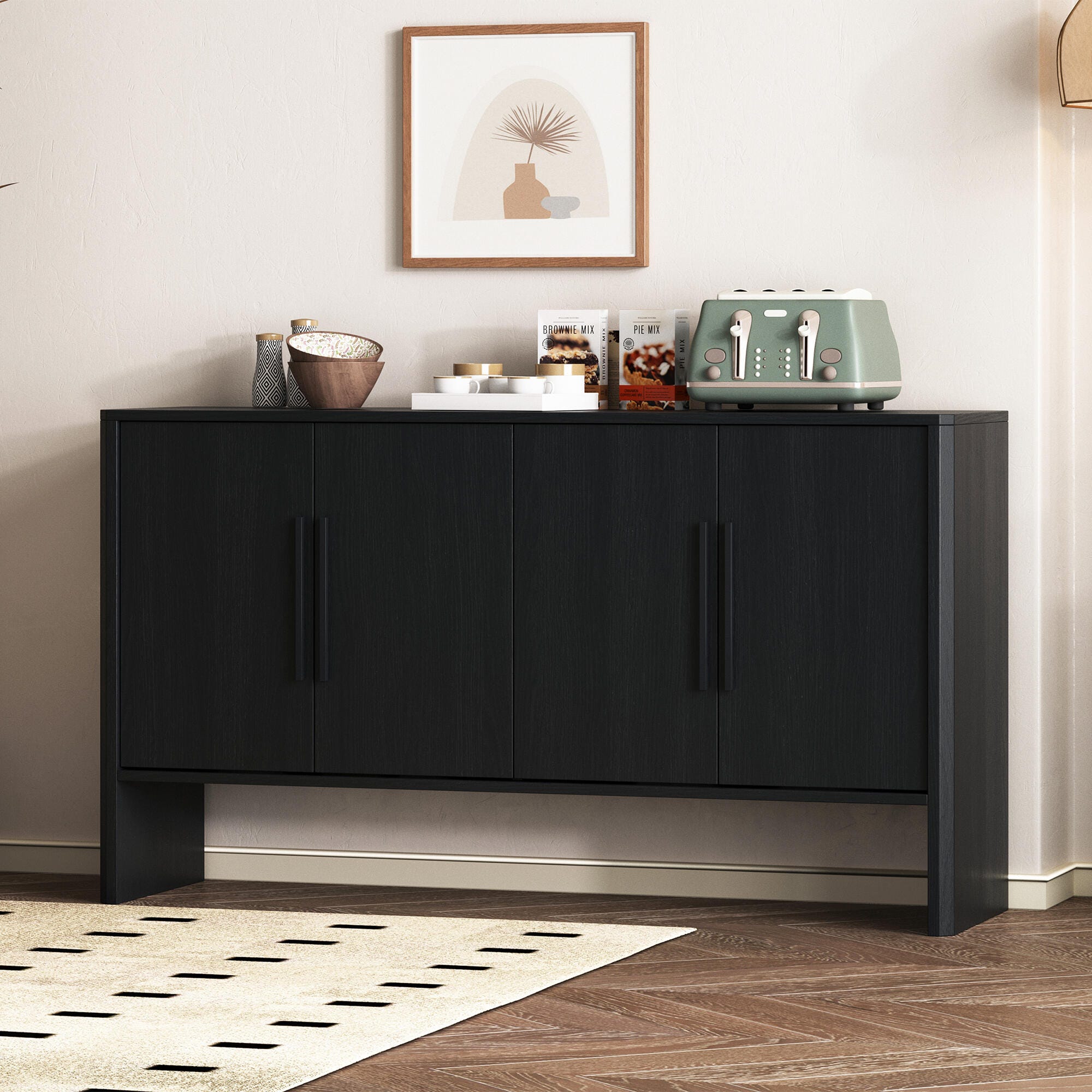 Dovelina Trexms Retro Sideboard, Black, large