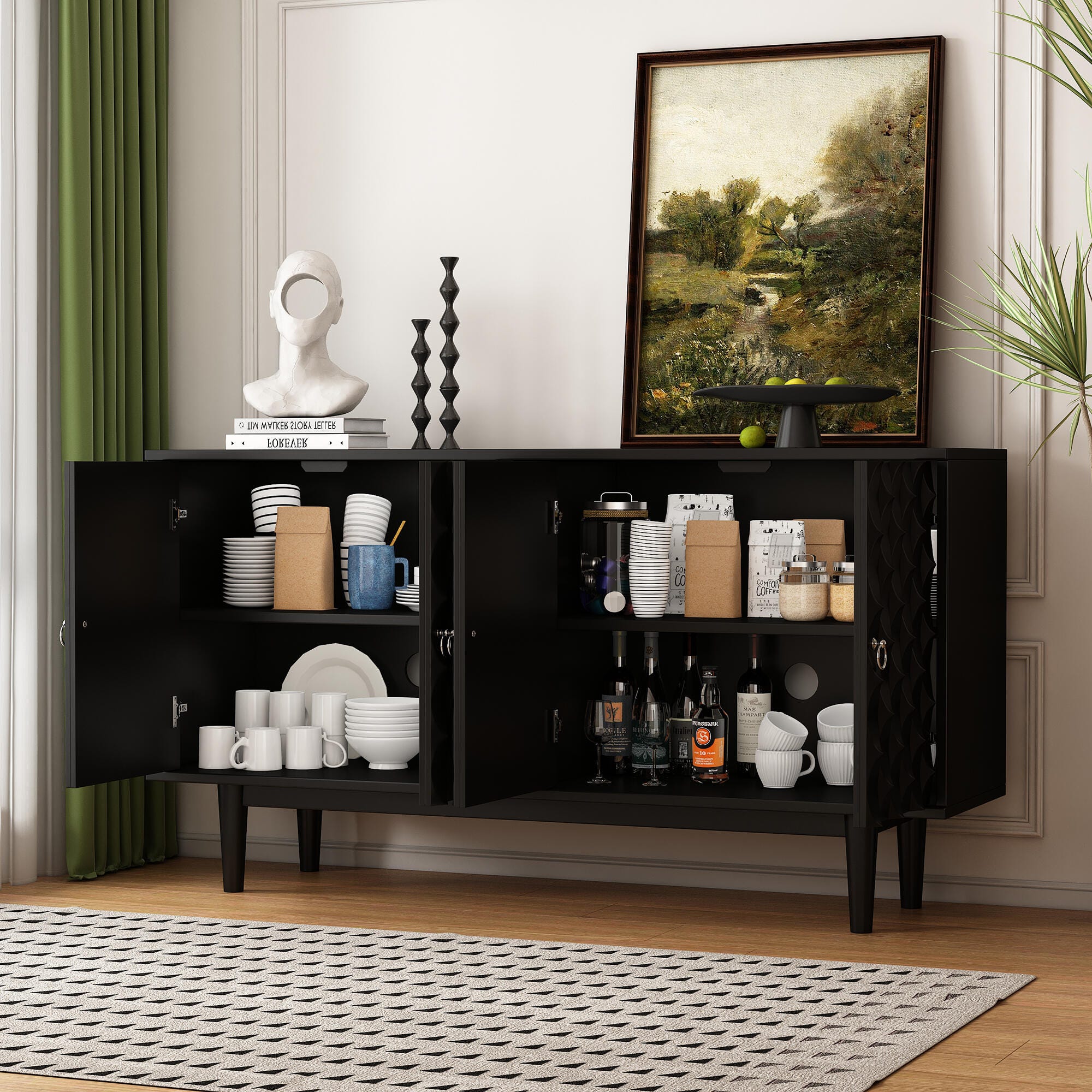 Dovelina Trexms Rectangular Sideboard, Black, large
