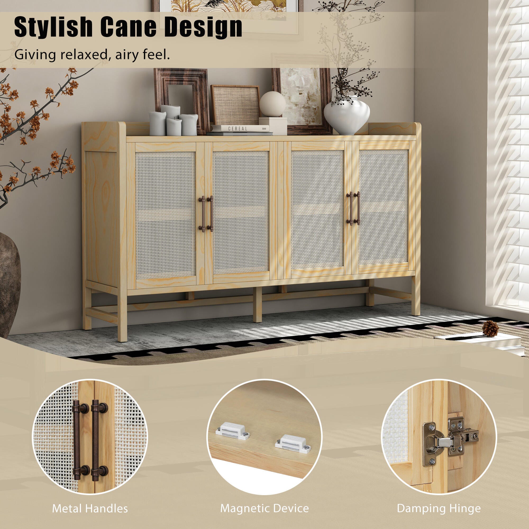 Dovelina Trexms Rustic Sideboard, Natural, large