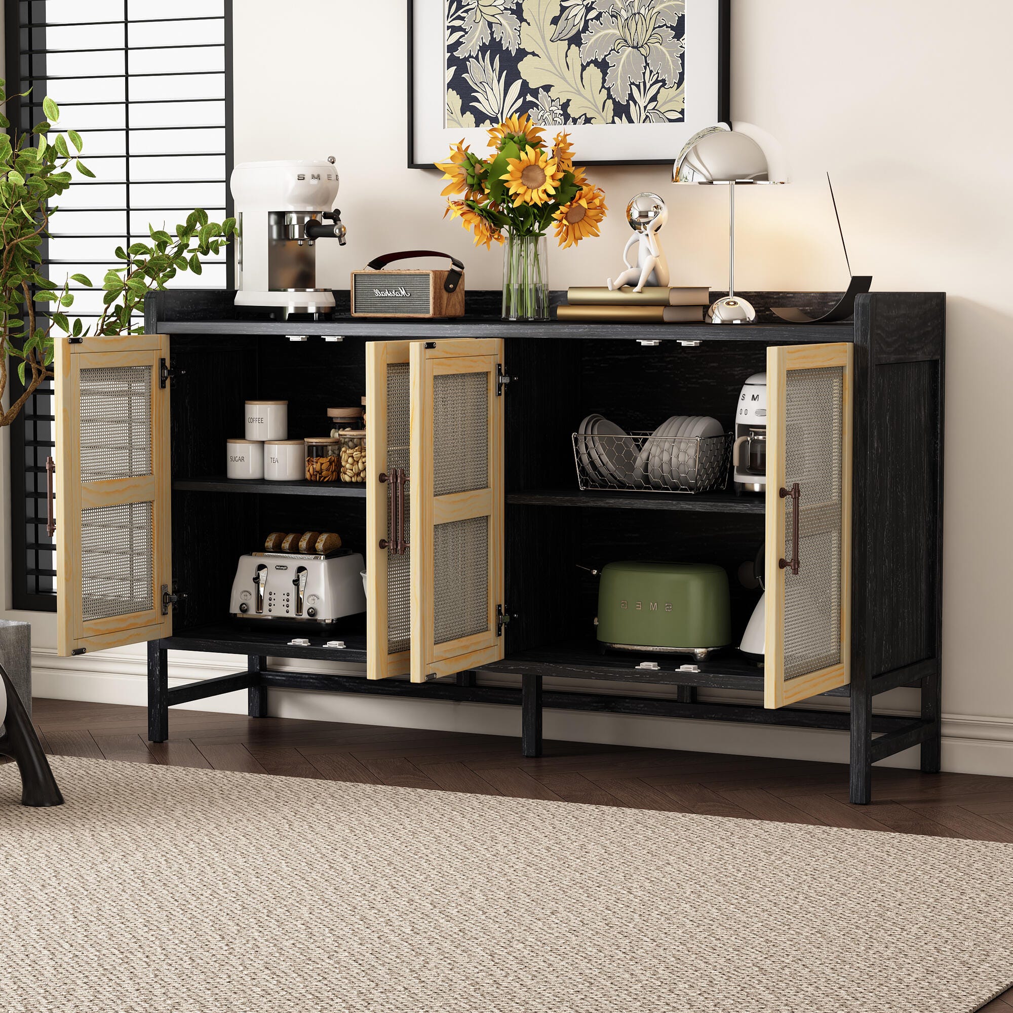 Dovelina Trexms Rustic Sideboard, Black, large