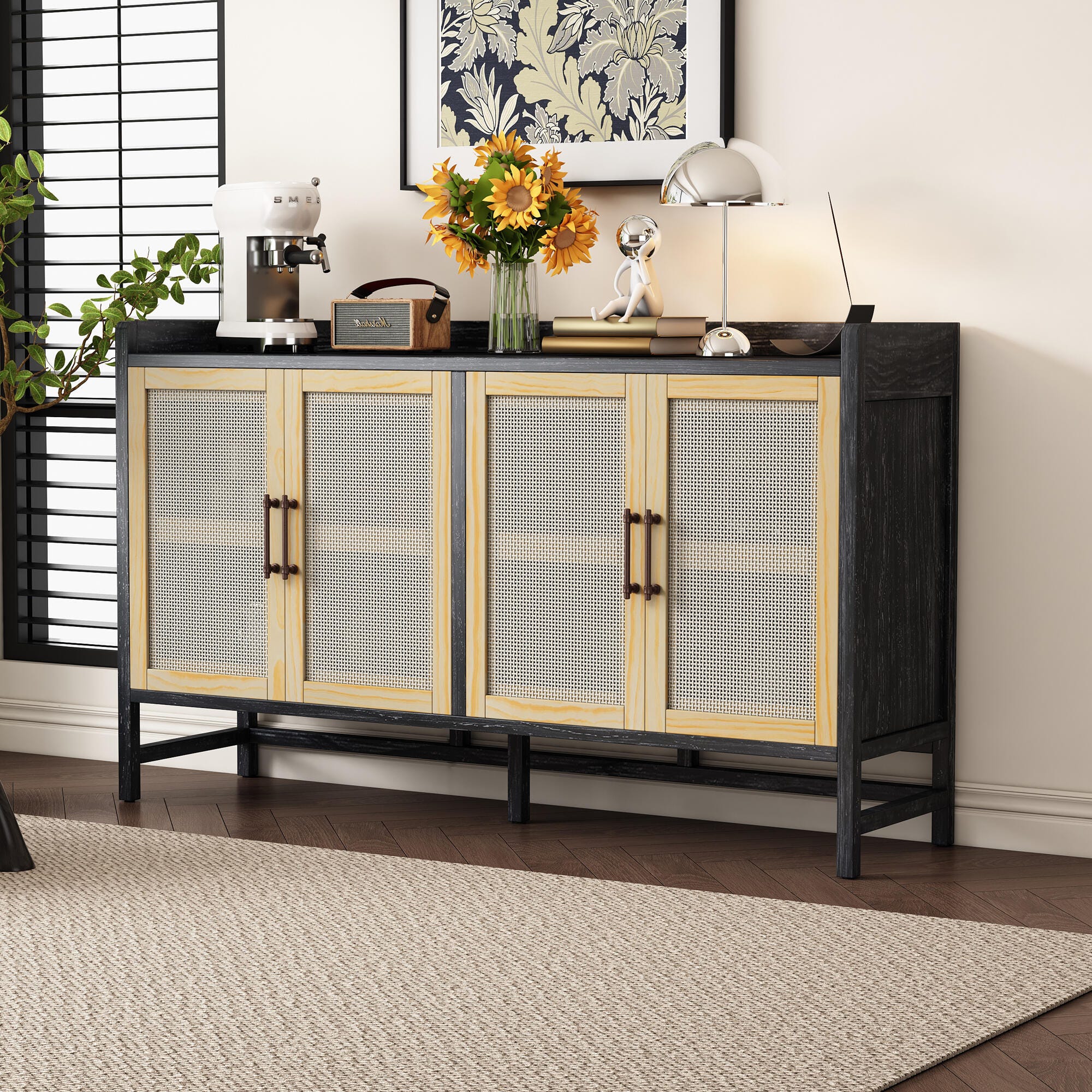 Dovelina Trexms Rustic Sideboard, Black, large