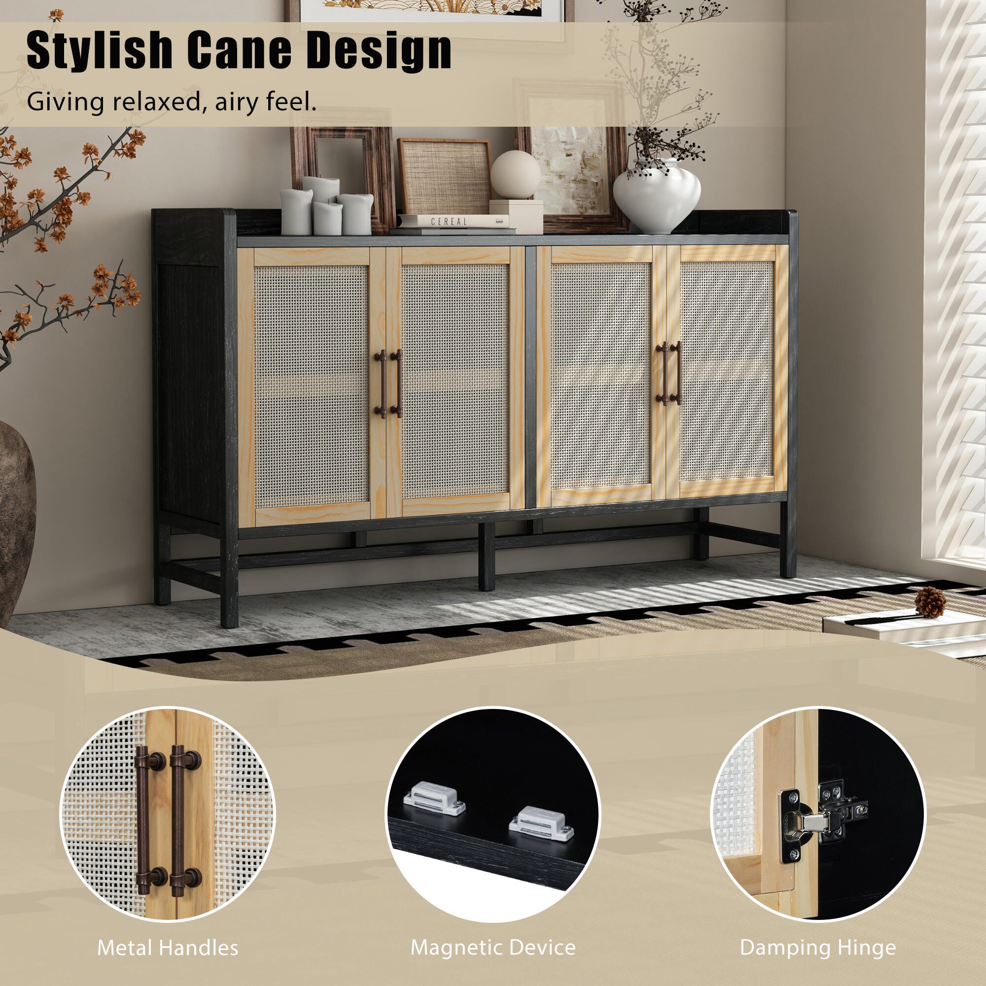 Dovelina Trexms Rustic Sideboard, Black, large