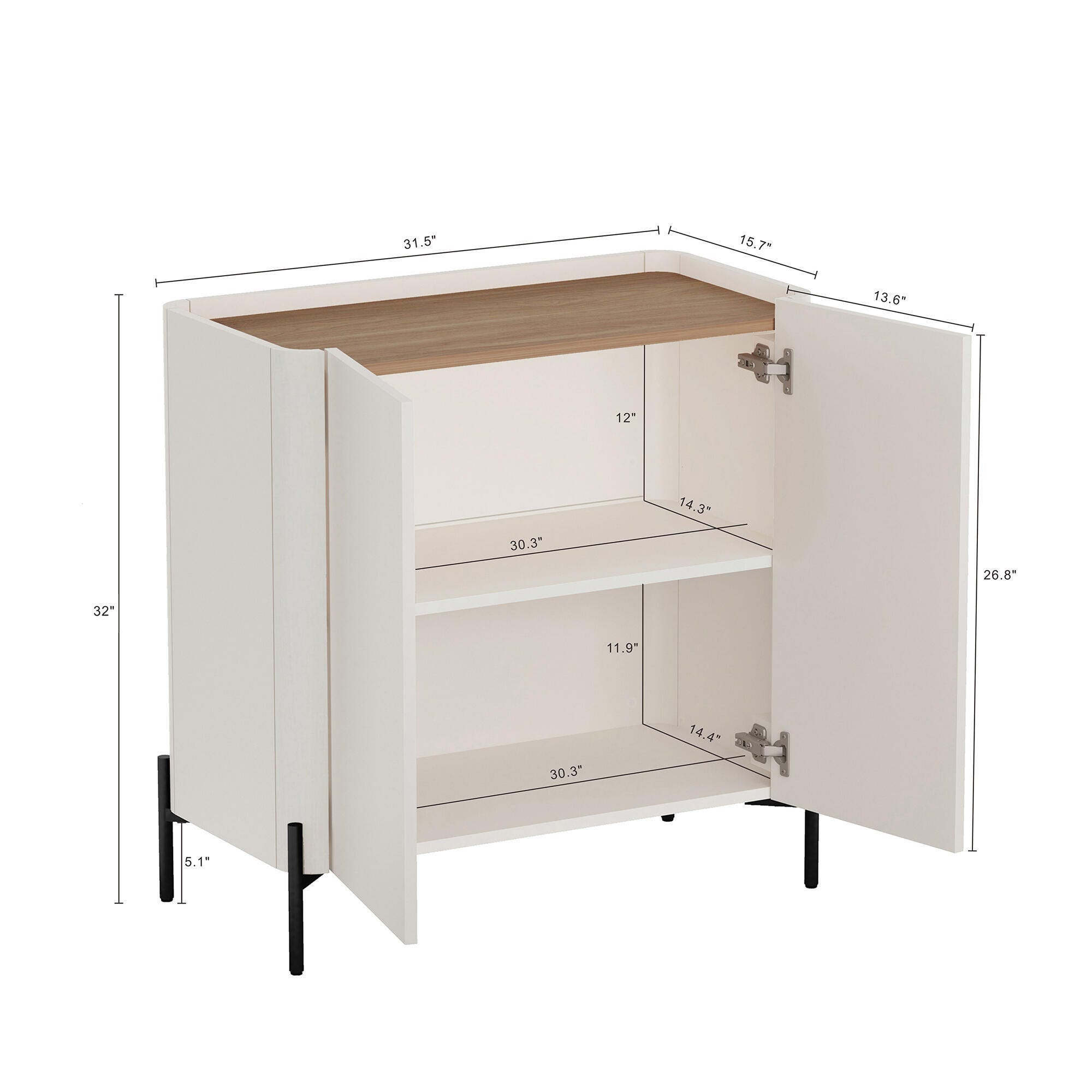 Manhattan Comfort Abbey 32" Accent Cabinet with Adjustable Shelves, Maple/Off White, large