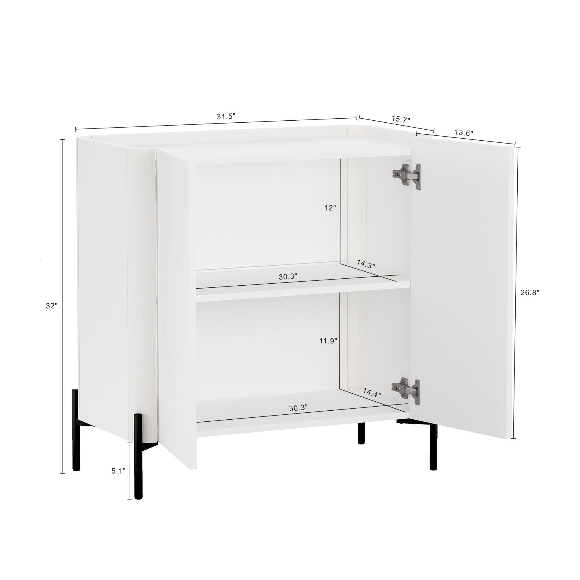Manhattan Comfort Abbey 32" Accent Cabinet with Adjustable Shelves, White, large