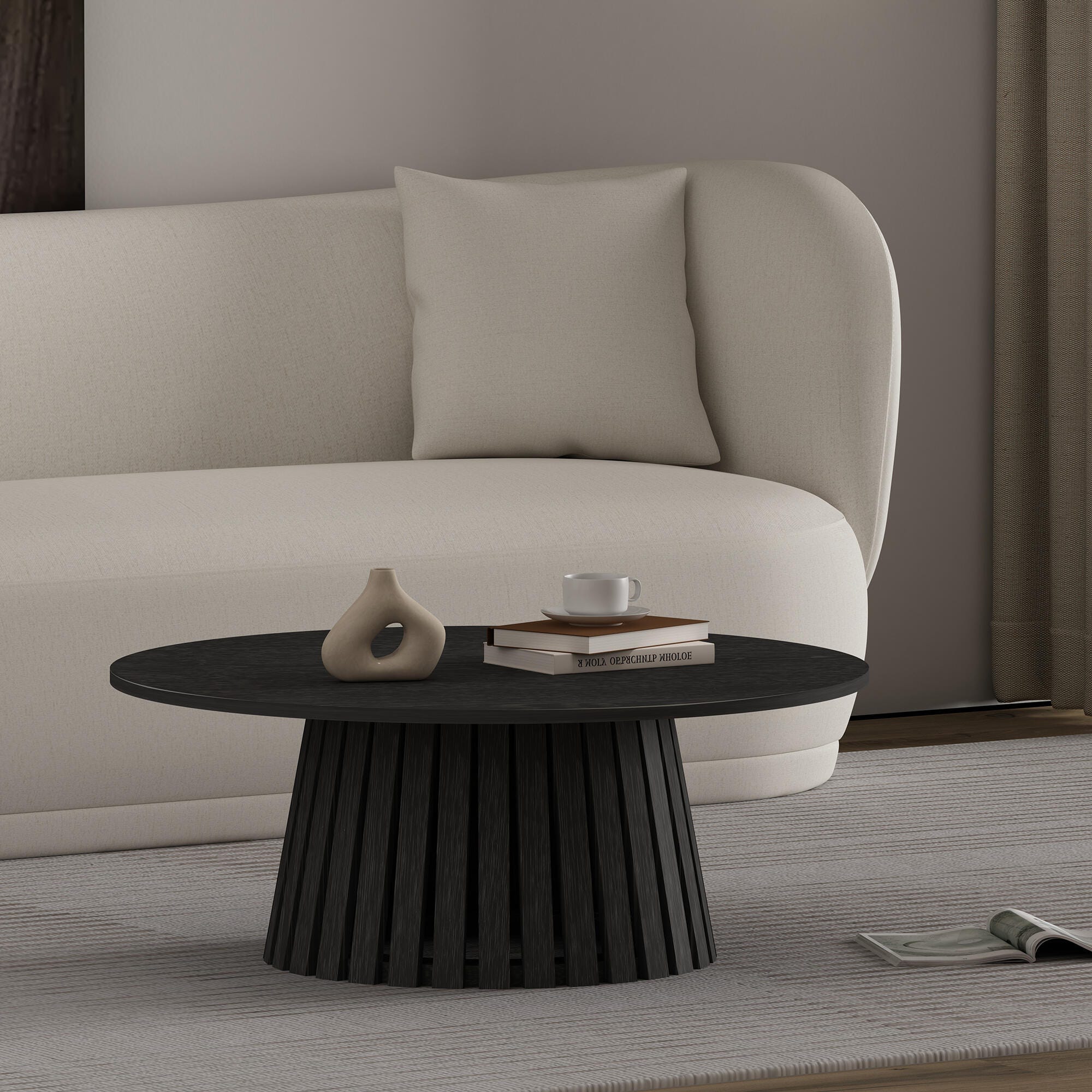 Manhattan Comfort Layla Coffee Table, Black, rollover