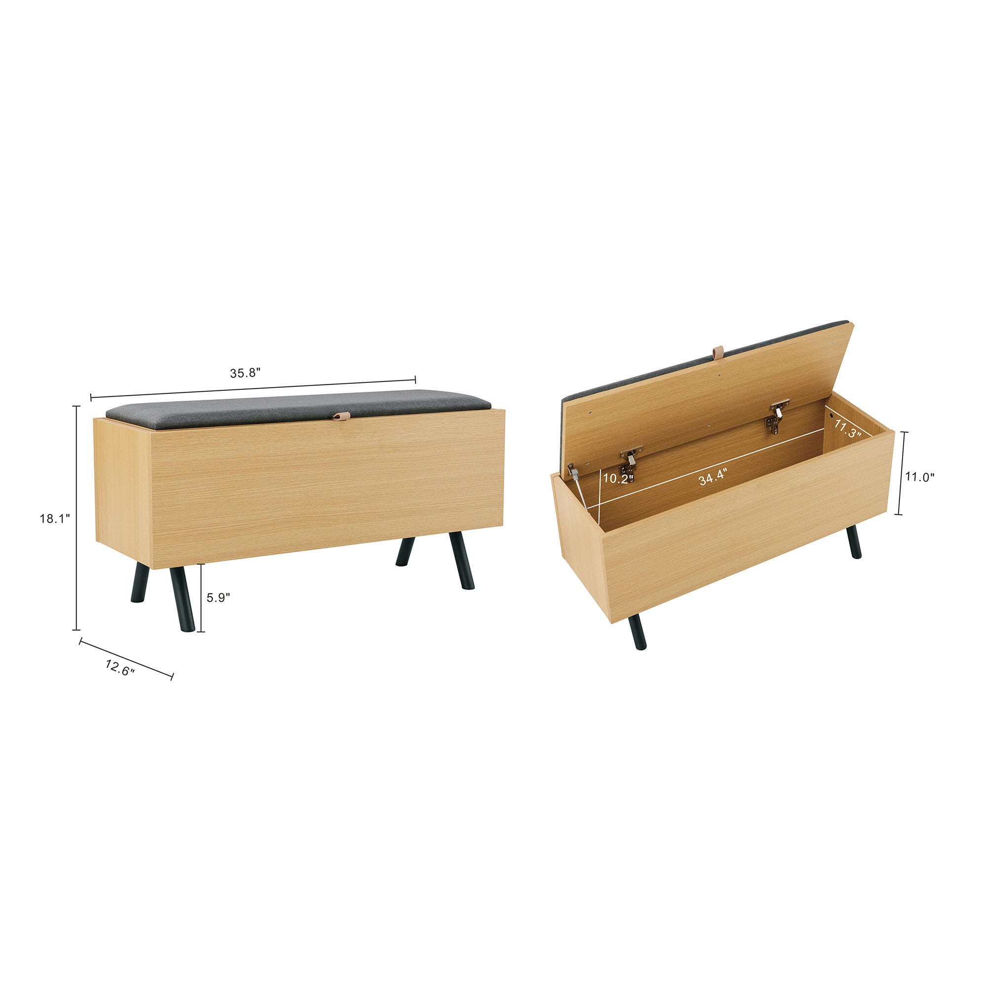Manhattan Comfort Paloma Storage Bench, , large