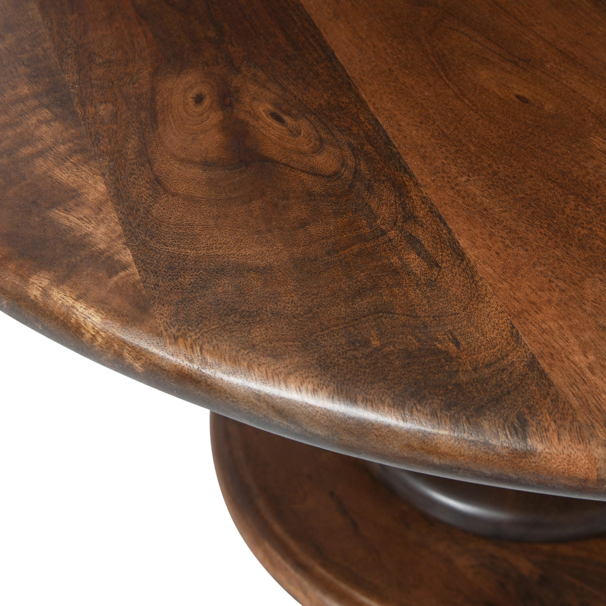 Storied Home Pedestal Accent Coffee Table, Walnut, large
