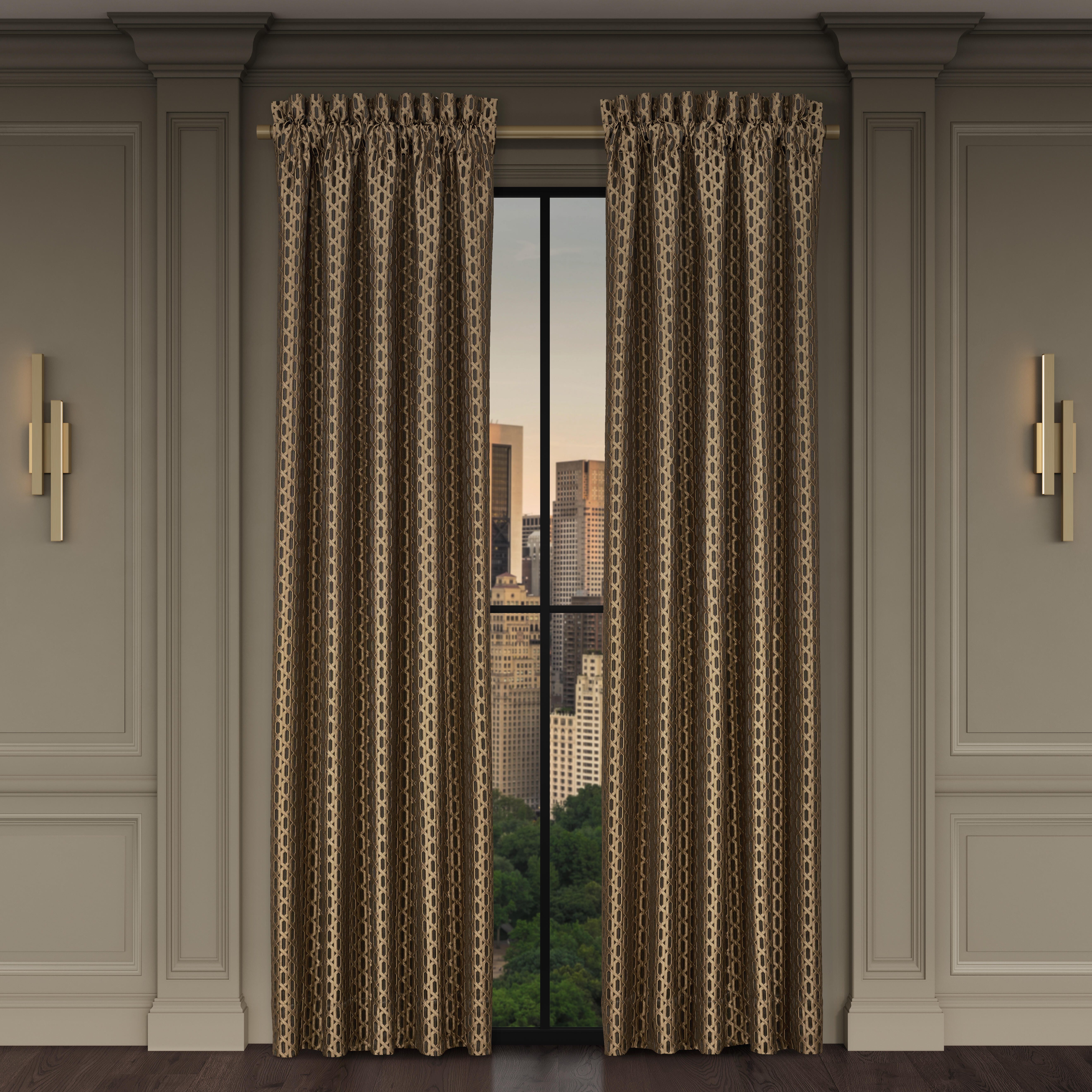J. Queen New York Metropolitan 95" Window Panel Pair, Bronze, large