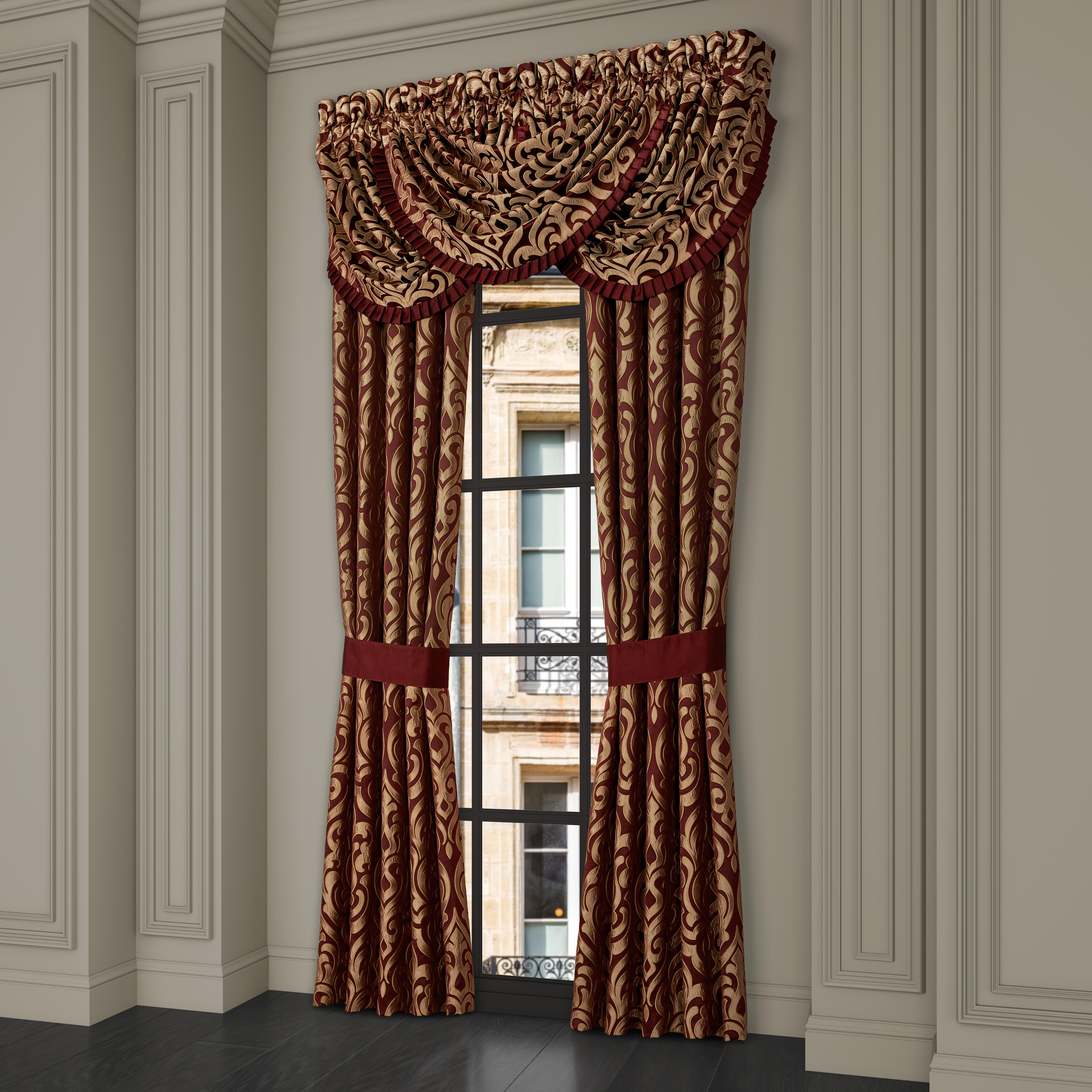 J. Queen New York Renzo 84" Window Panel Pair, Crimson, large
