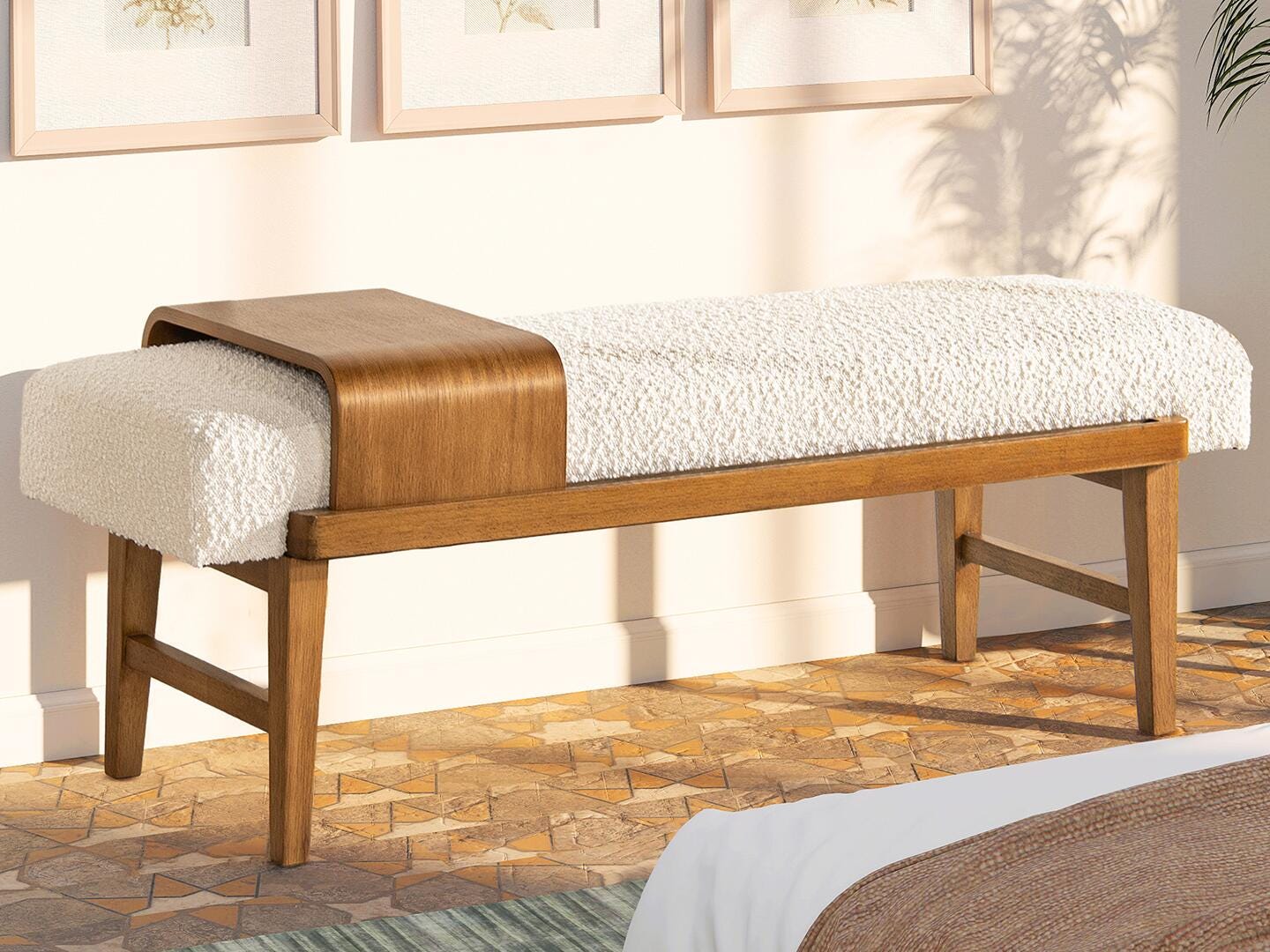 Jennifer Taylor Home Billie Bench with Sliding Shelf, , large