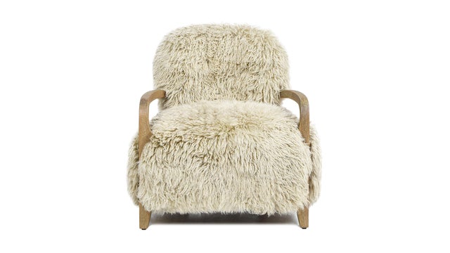 Jennifer Taylor Home Enchante Sheepskin Fur Accent Arm Chair, Taupe Beige