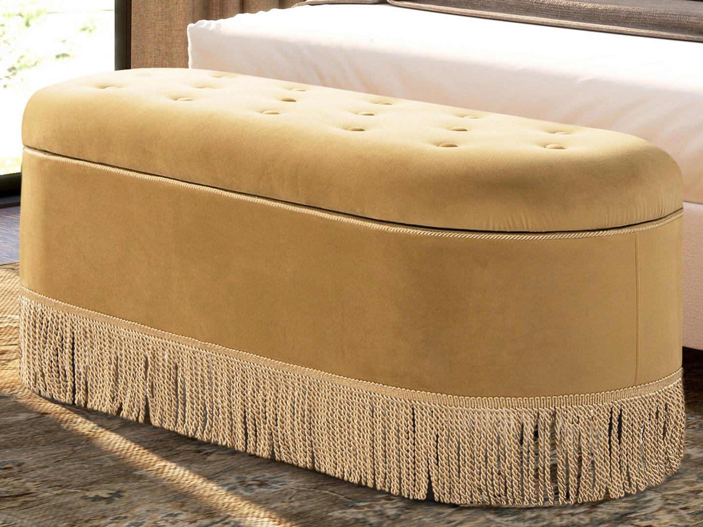 Jennifer Taylor Home Melinda Storage Bench, Gold, large
