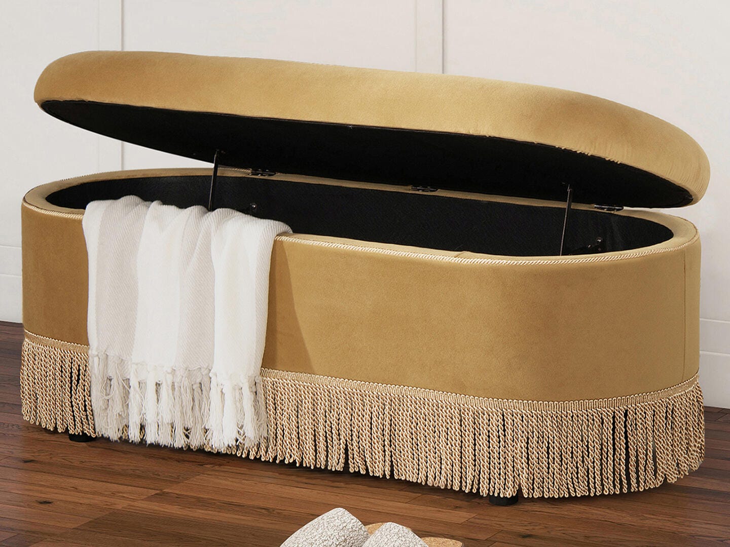 Jennifer Taylor Home Melinda Storage Bench, Gold, large