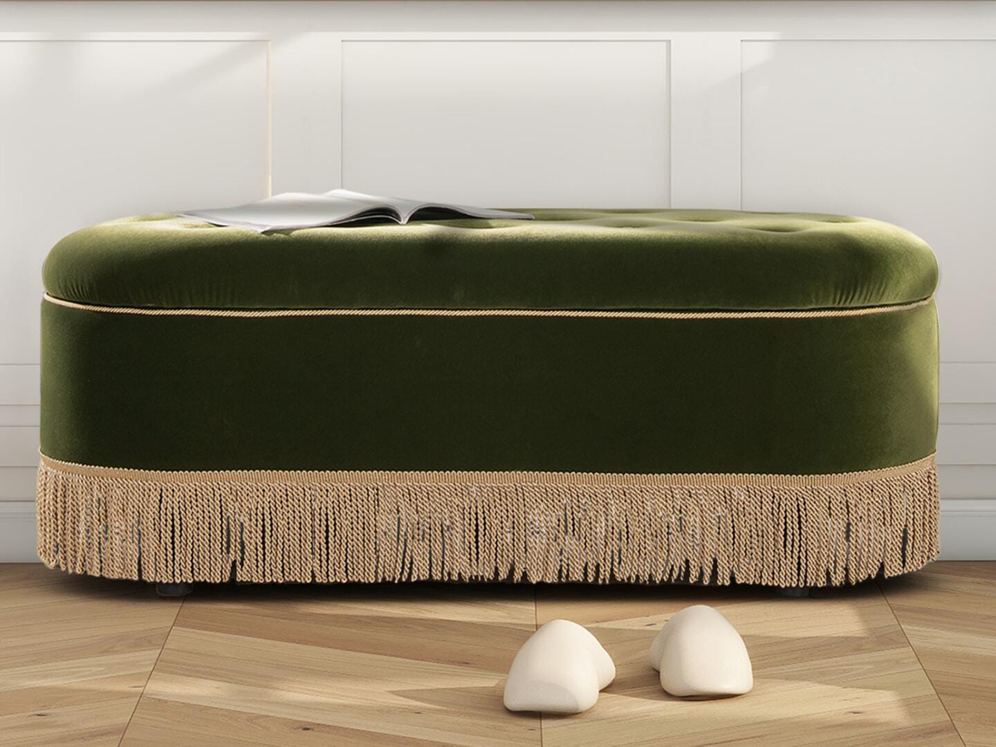 Jennifer Taylor Home Melinda Storage Bench, Olive Green, large