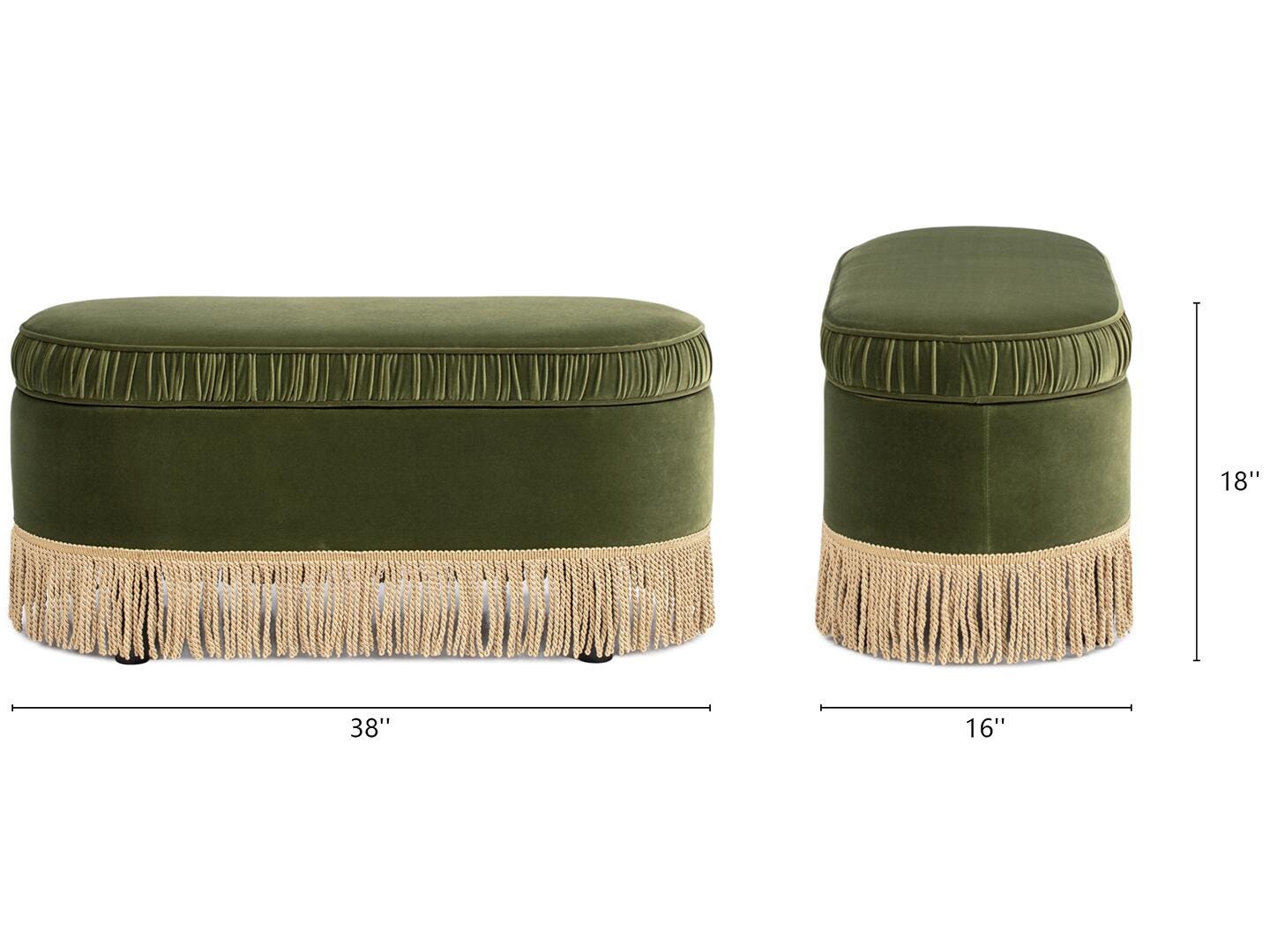 Jennifer Taylor Home Serena Bench Ottoman with Storage, Olive Green, large