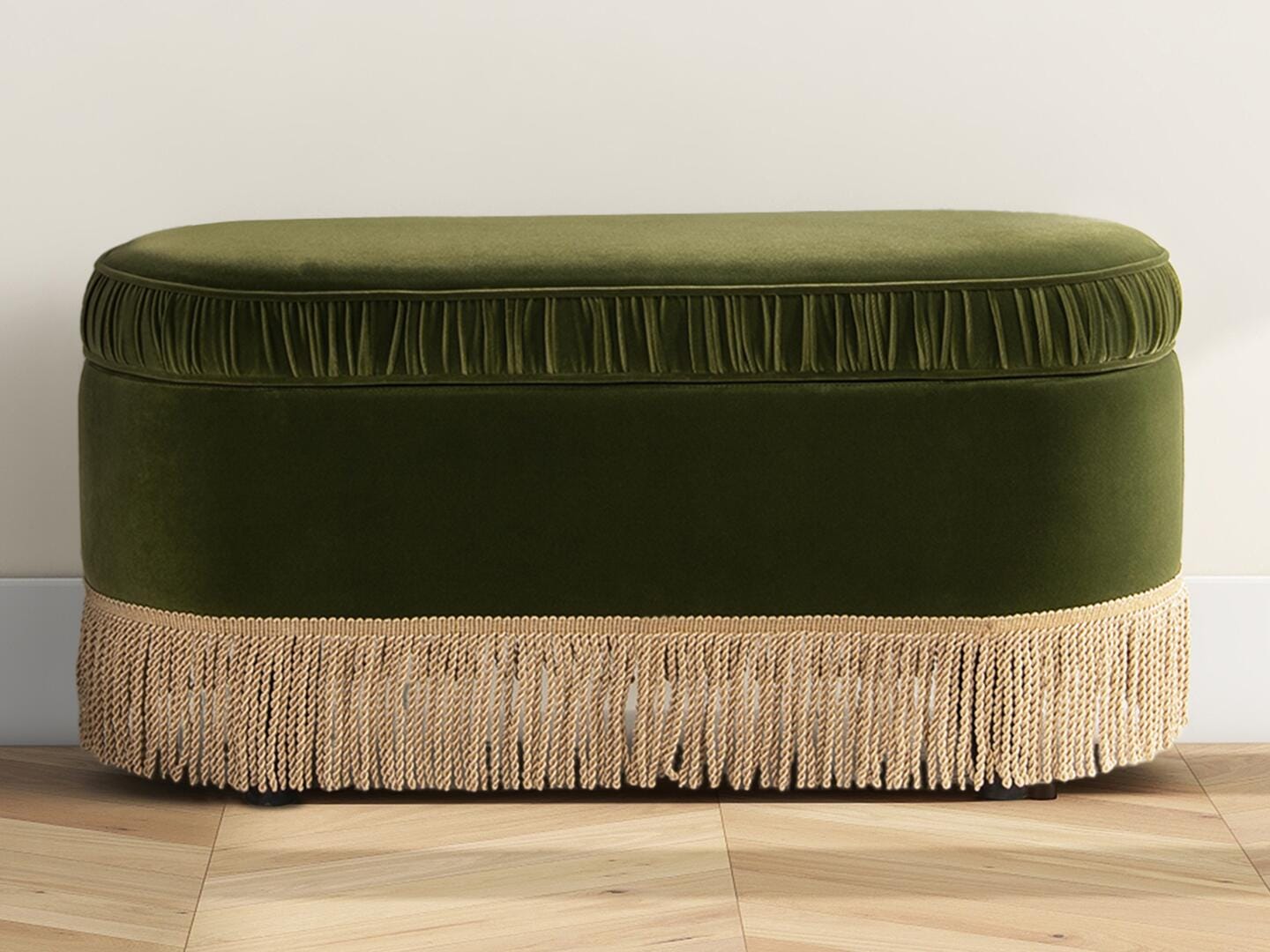 Jennifer Taylor Home Serena Bench Ottoman with Storage, Olive Green, large