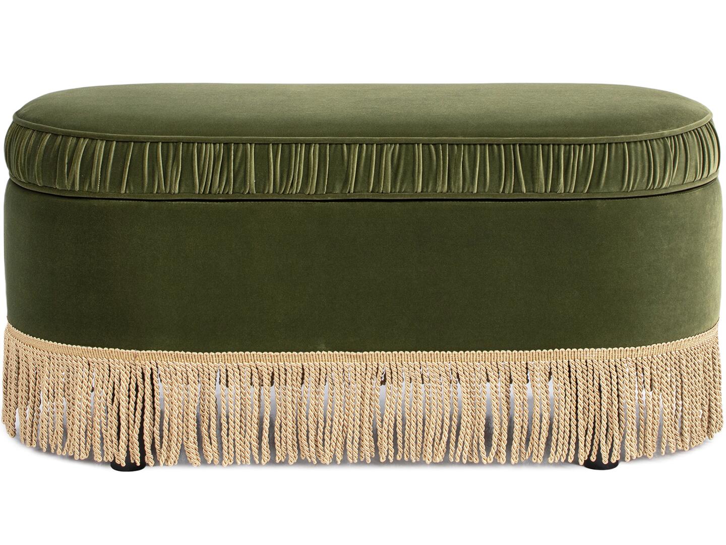 Jennifer Taylor Home Serena Bench Ottoman with Storage, Olive Green, large
