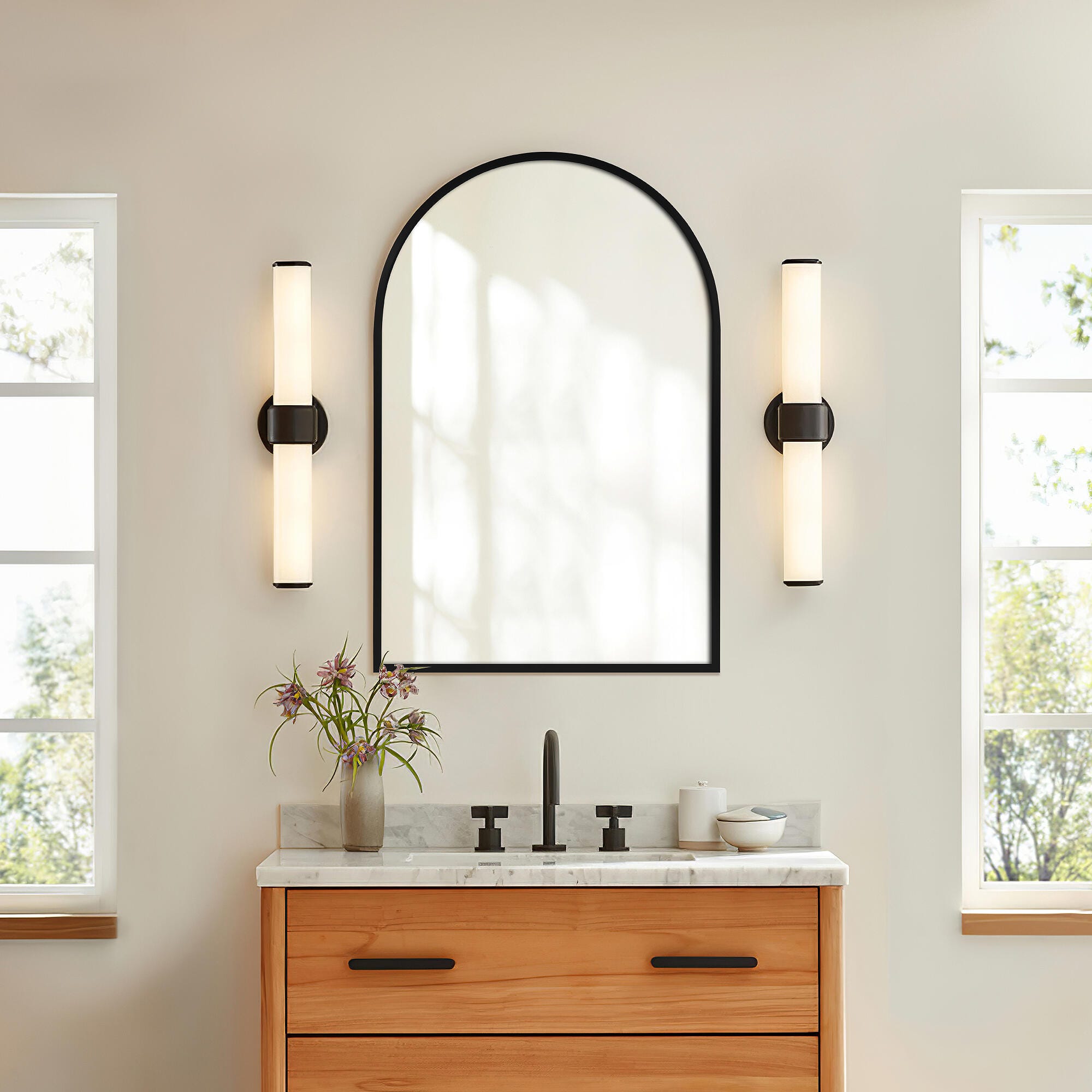 Dovelina Feronia Medicine Cabinet with Mirror, Black, large