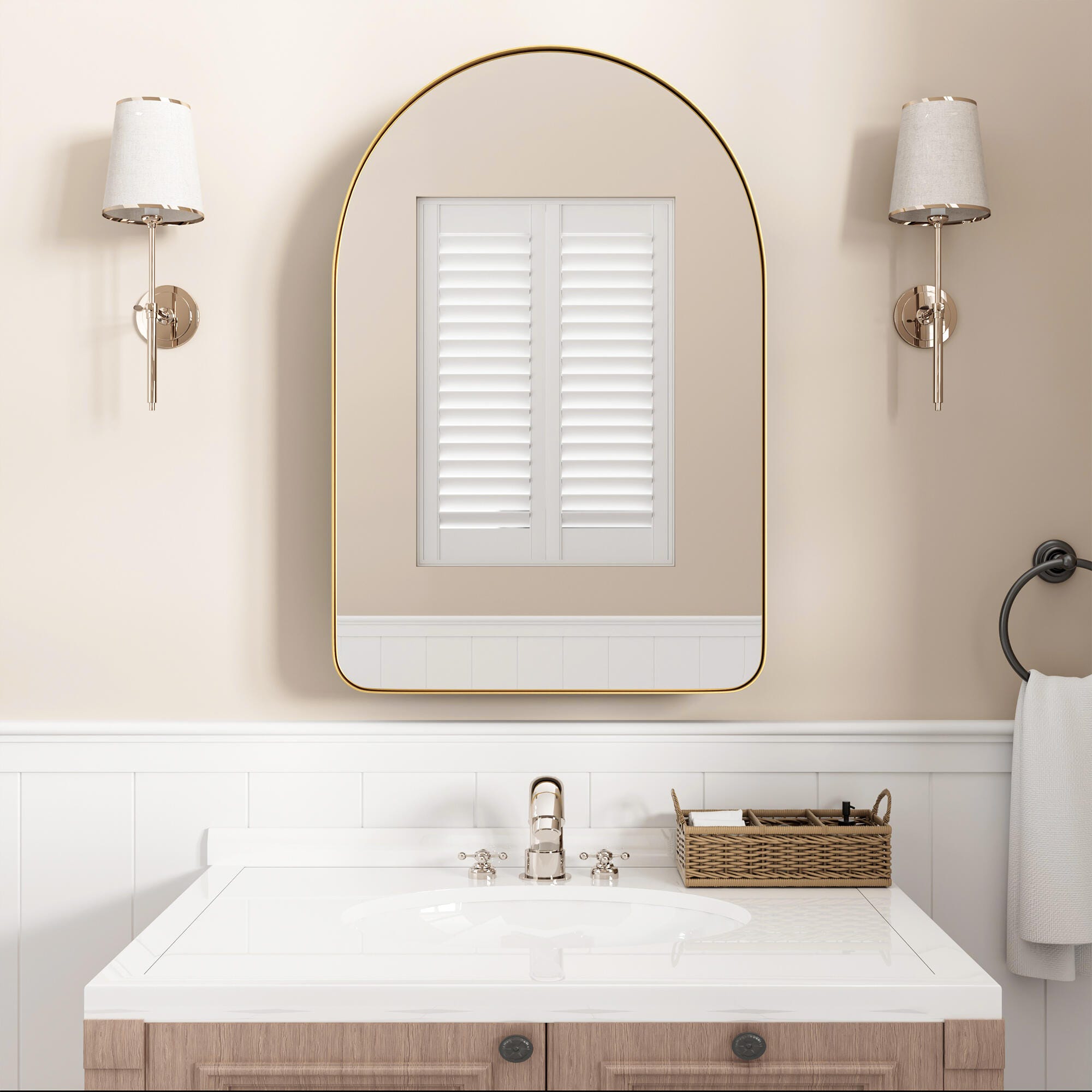 Dovelina Luminare Medicine Cabinet with Mirror, Gold, large
