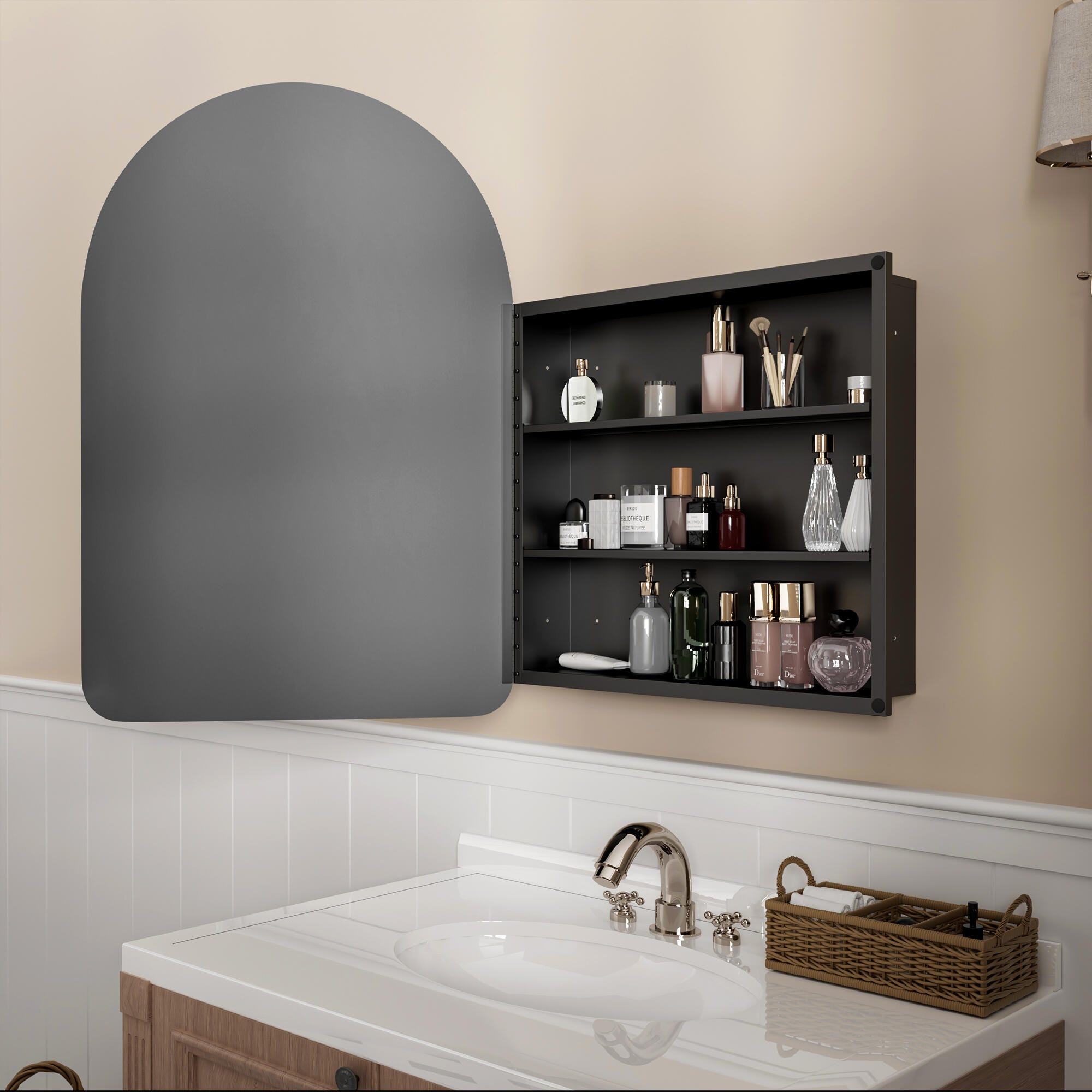 Dovelina Luminare Medicine Cabinet with Mirror, Gold, large