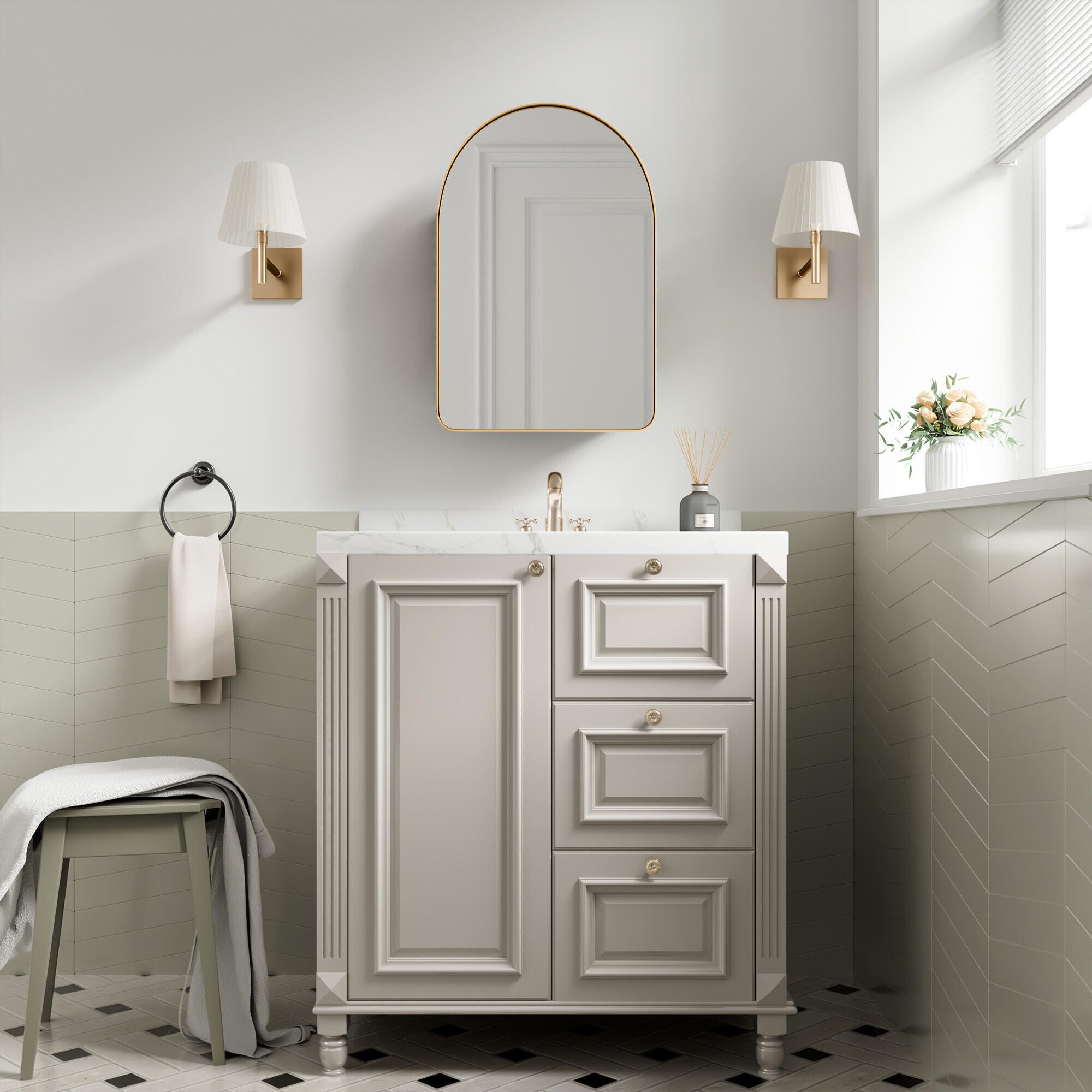 Dovelina Luminare Medicine Cabinet with Mirror, Gold, large