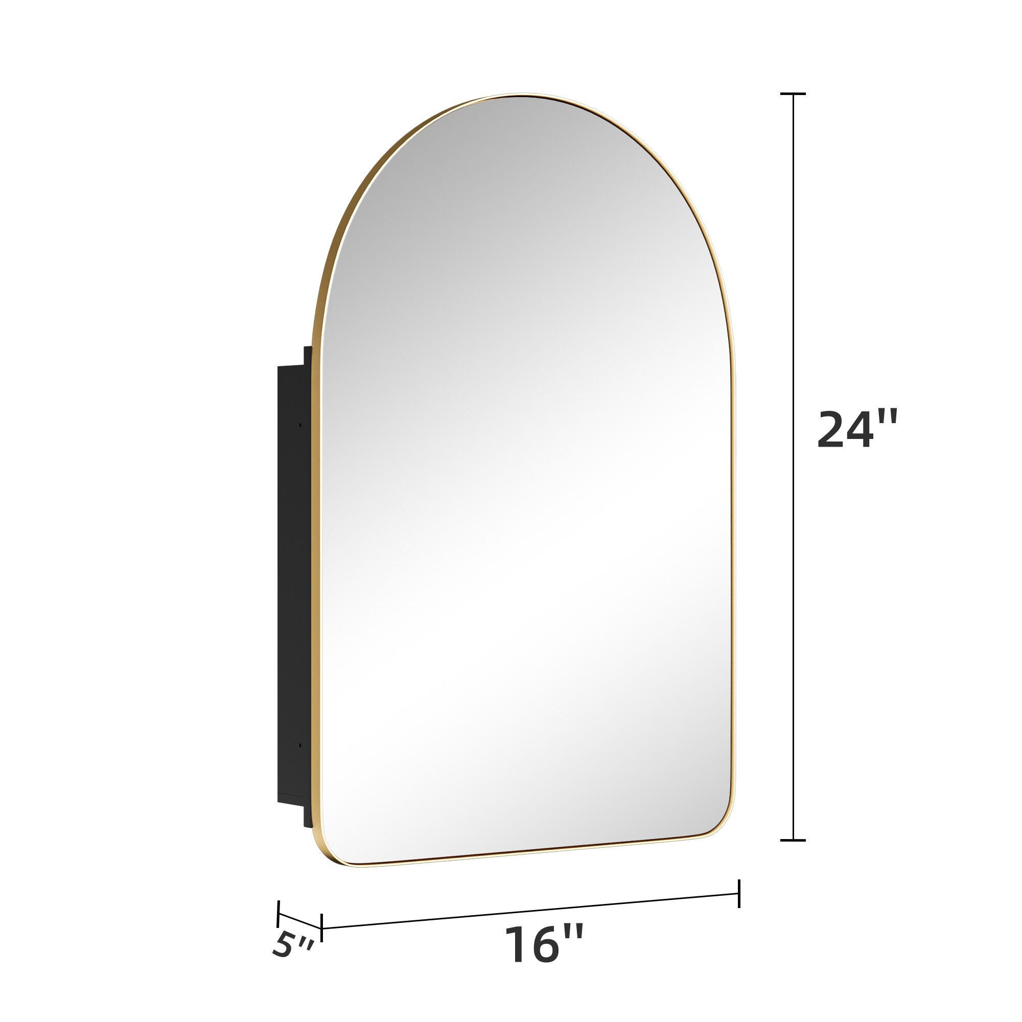 Dovelina Luminare Medicine Cabinet with Mirror, Gold, large
