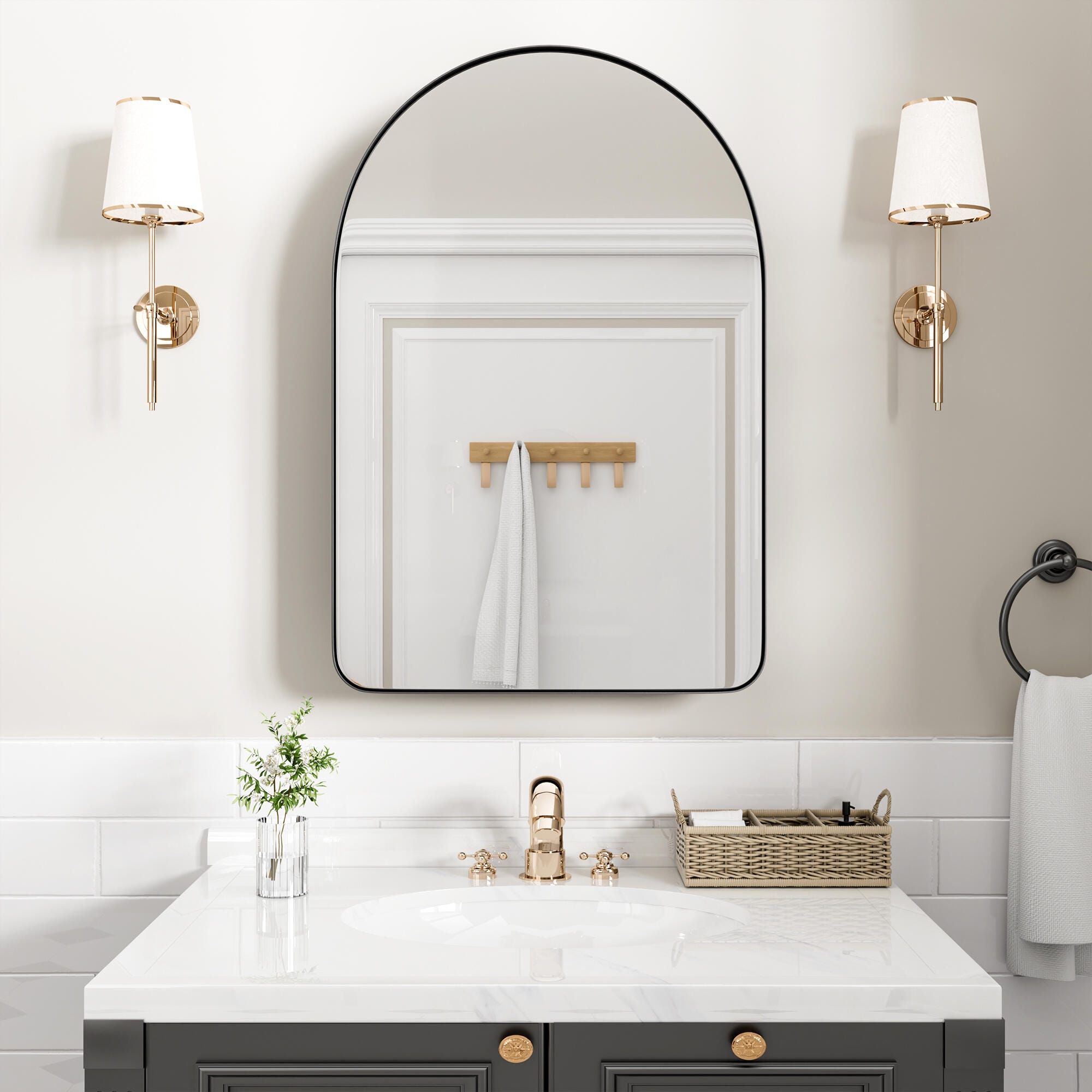 Dovelina Luminare Medicine Cabinet with Mirror, Black, large