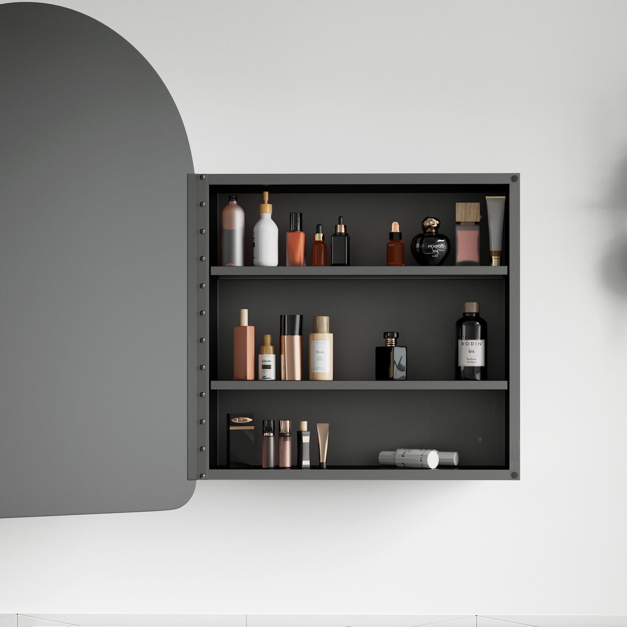 Dovelina Luminare Medicine Cabinet with Mirror, Black, large