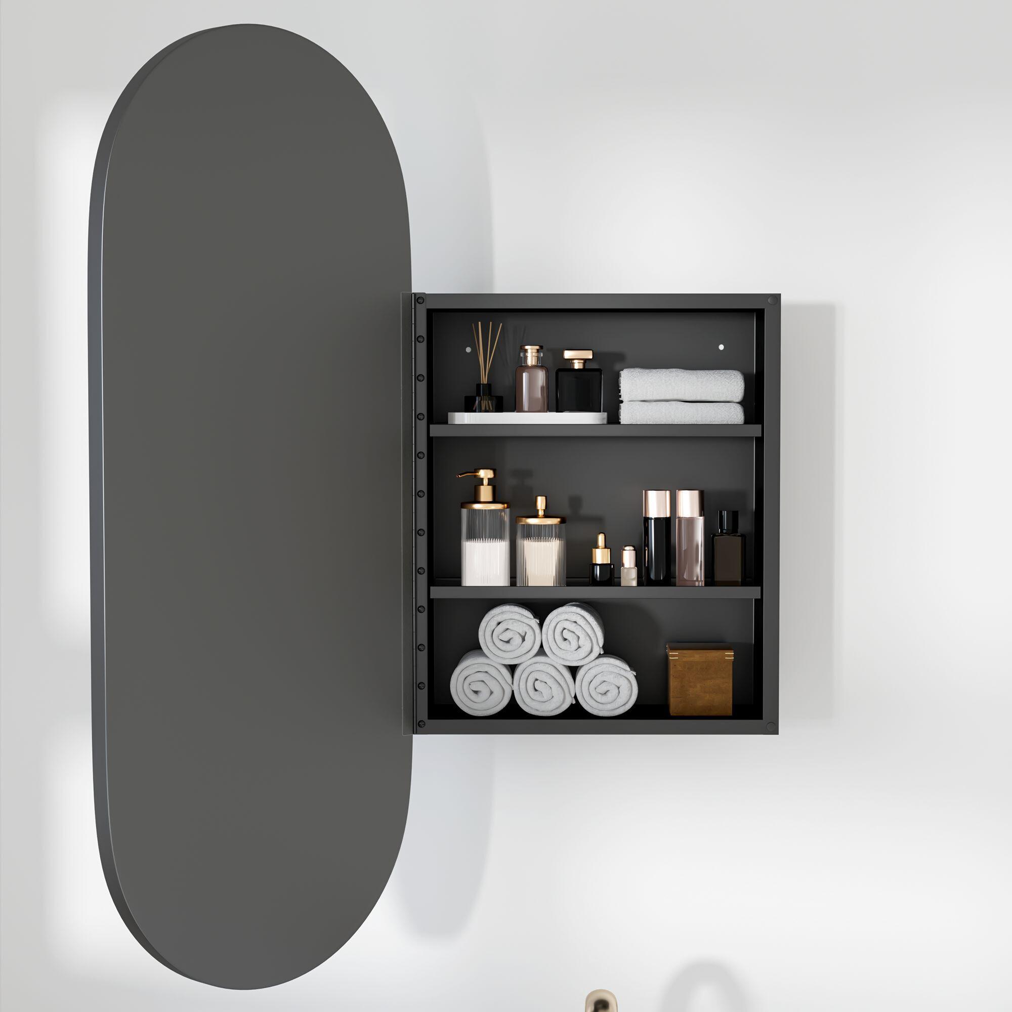 Dovelina Luminare Oval Medicine Cabinet with Mirror, , large