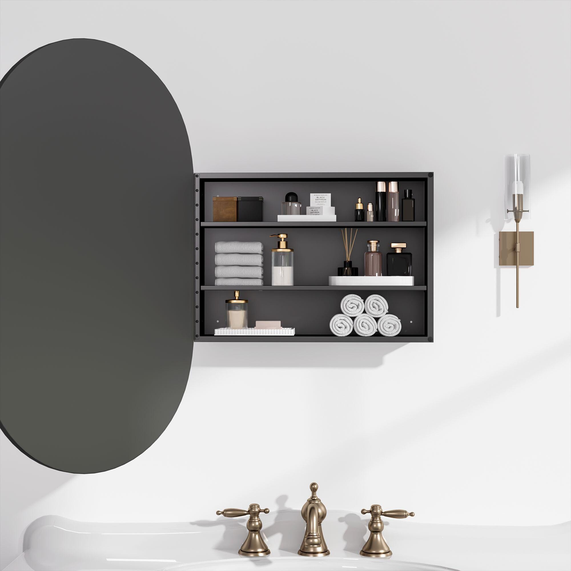 Dovelina Luminare Oval Medicine Cabinet with Mirror, , large