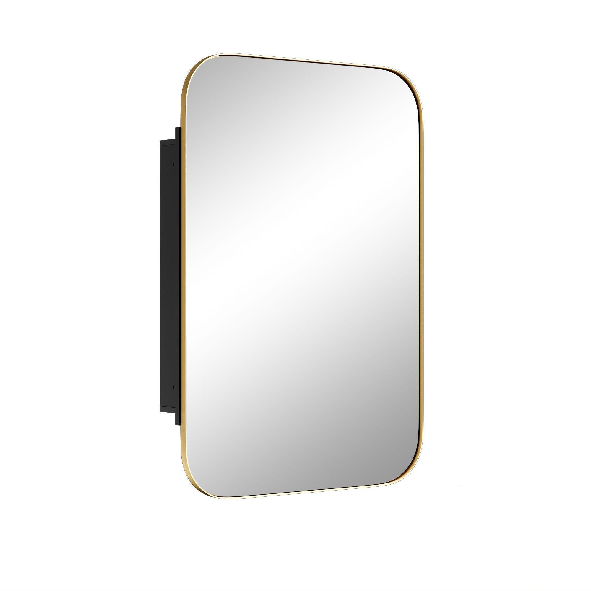 Dovelina Luminare Rectangular Medicine Cabinet with Mirror, Gold, large