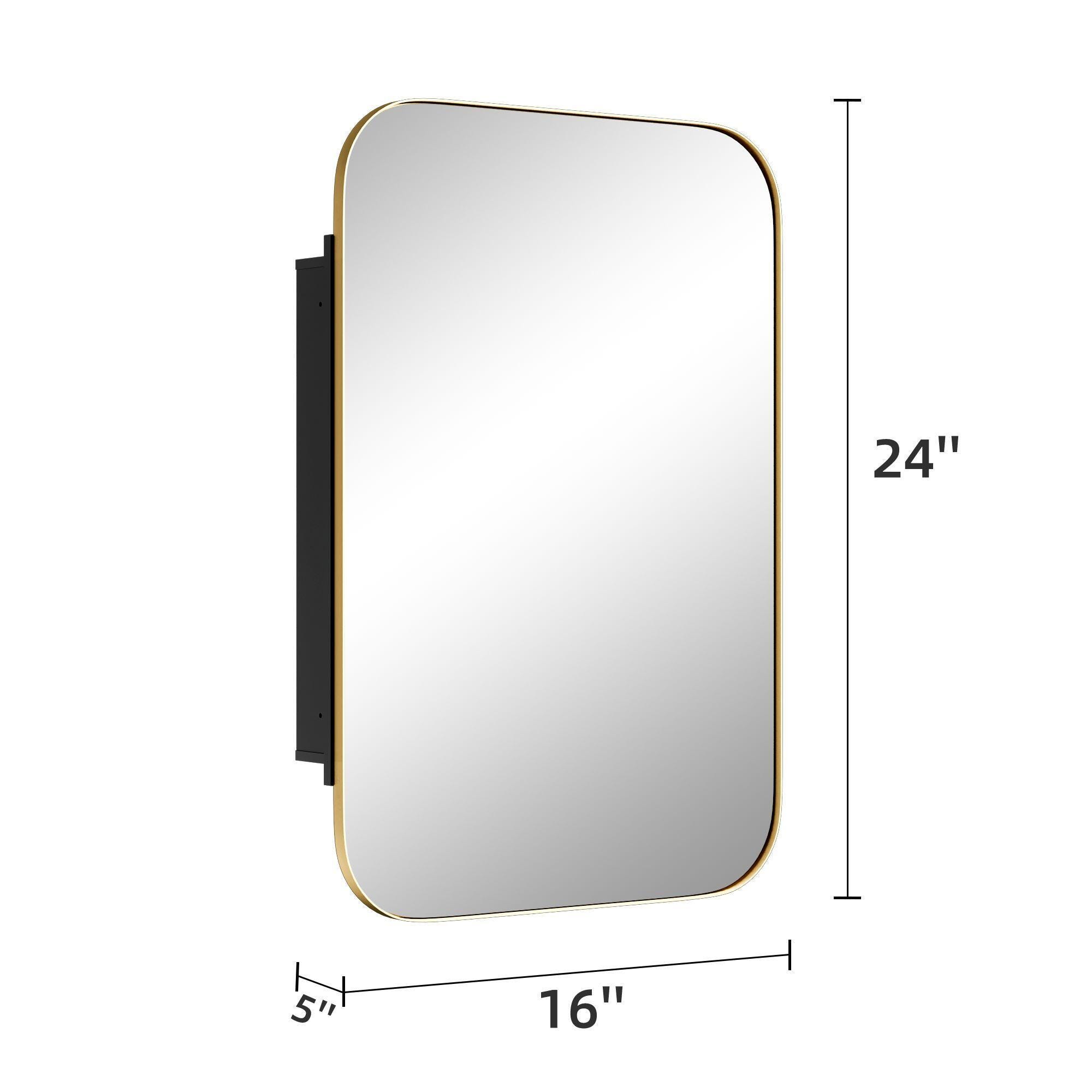 Dovelina Luminare Rectangular Medicine Cabinet with Mirror, Gold, large