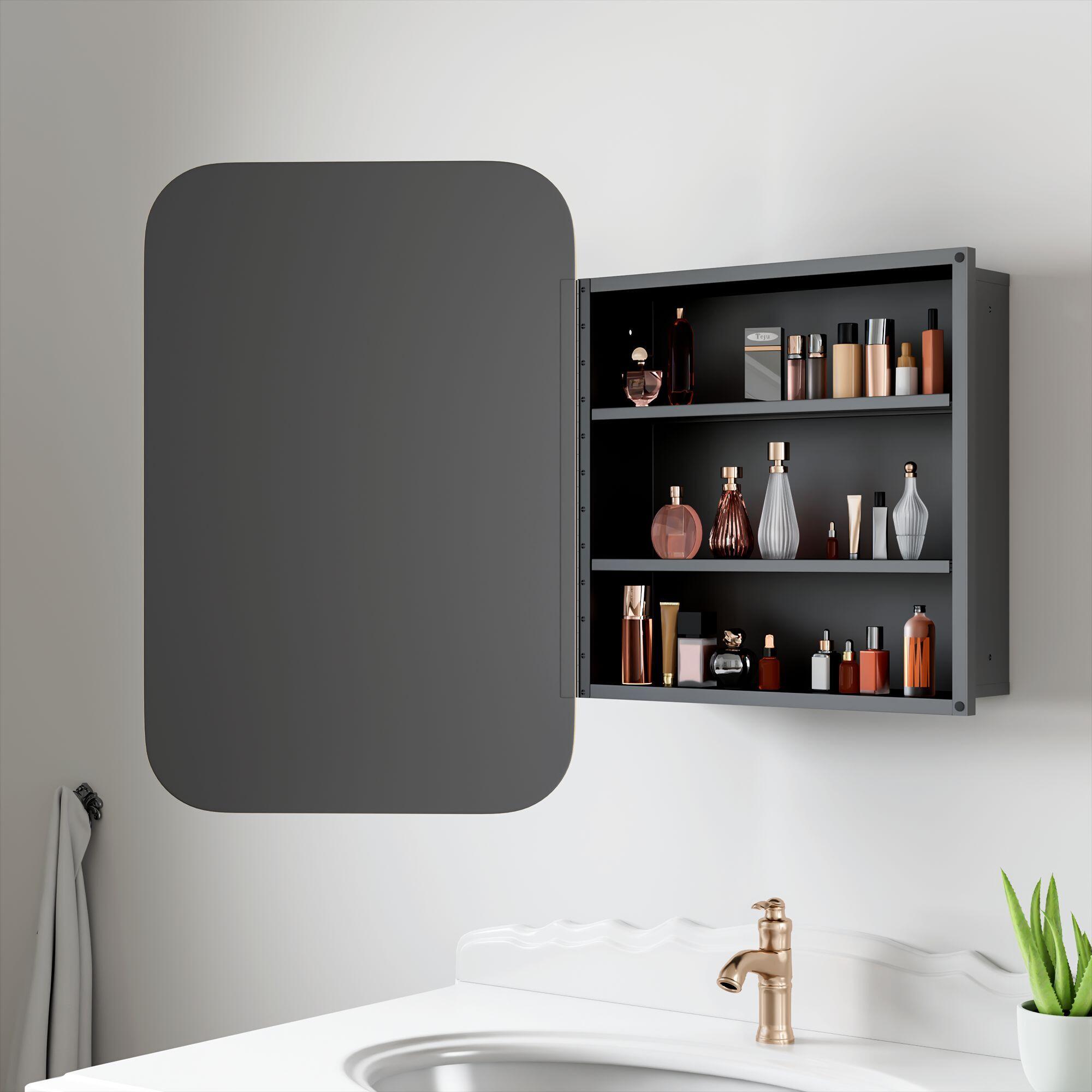 Dovelina Luminare Rectangular Medicine Cabinet with Mirror, Gold, large