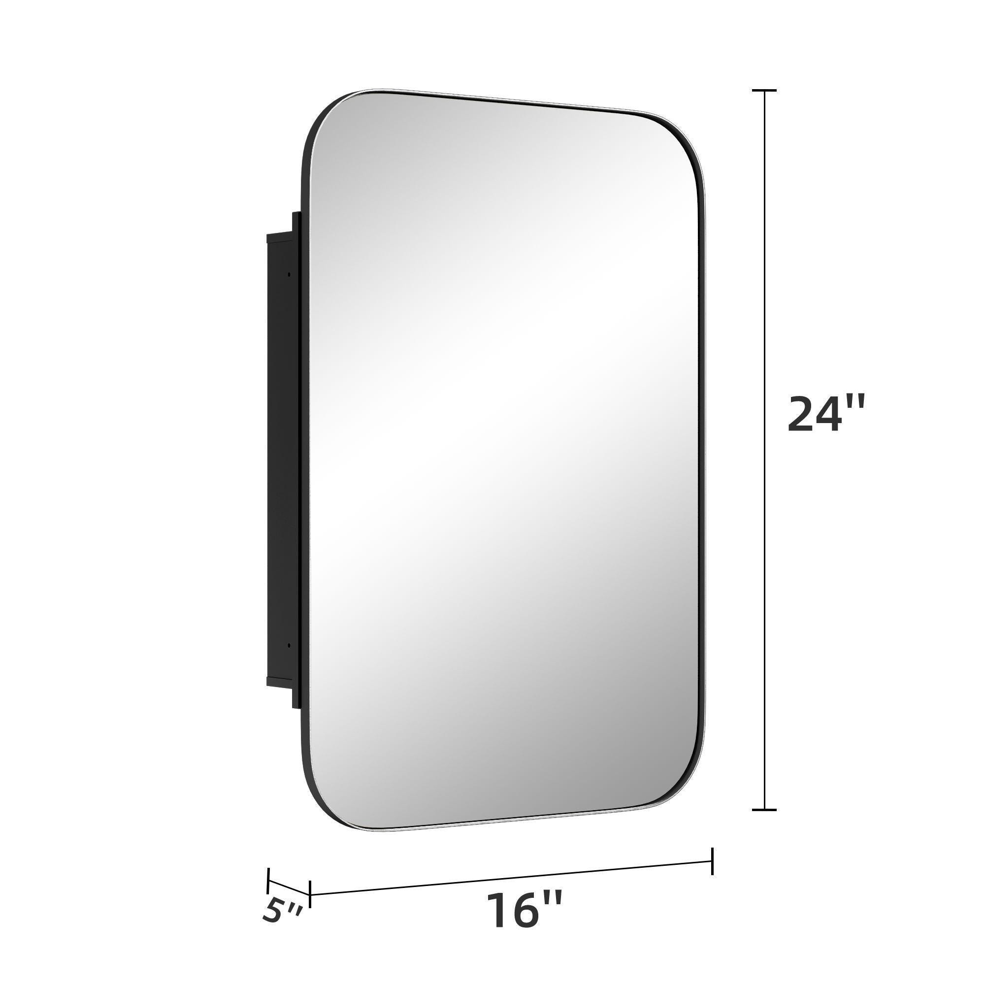 Dovelina Luminare Rectangular Medicine Cabinet with Mirror, Black, large