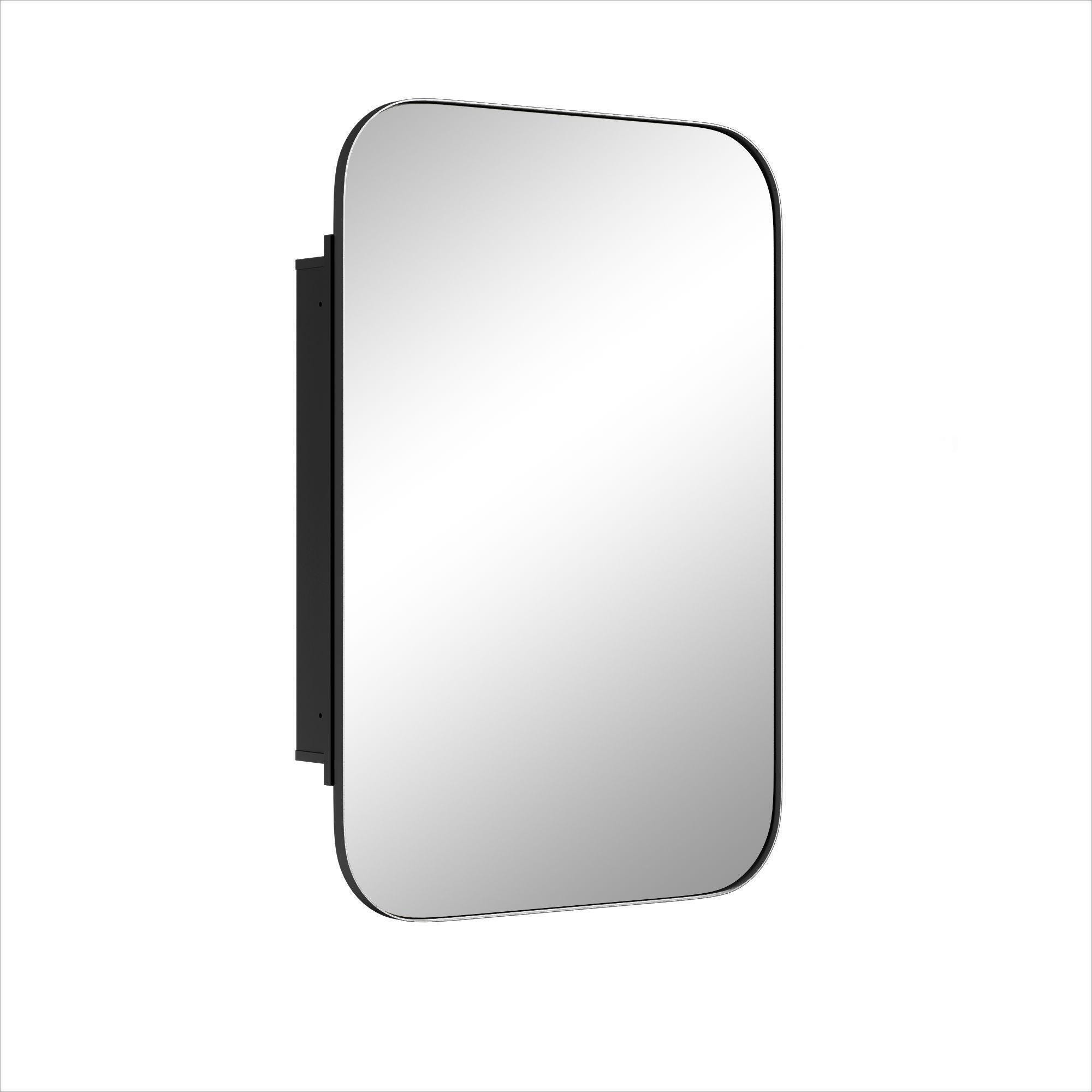 Dovelina Luminare Rectangular Medicine Cabinet with Mirror, Black, large