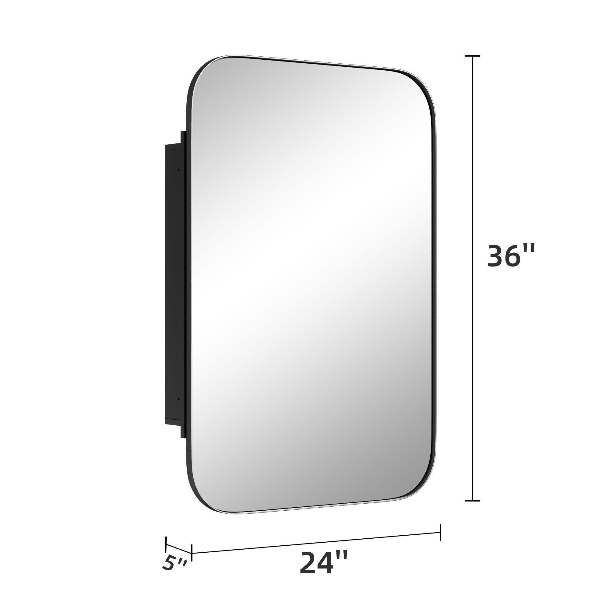 Dovelina Luminare Rectangular Medicine Cabinet with Mirror, Black, large