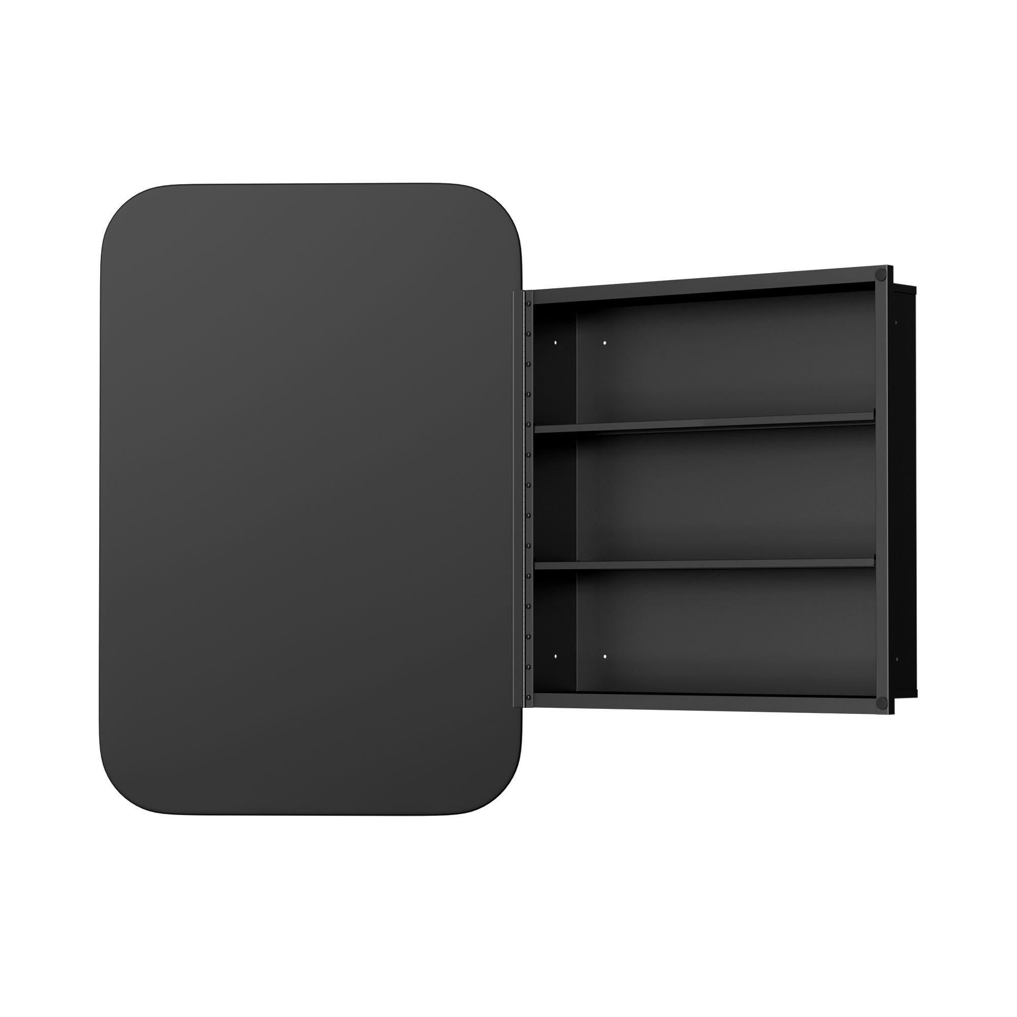 Dovelina Luminare Rectangular Medicine Cabinet with Mirror, Black, large