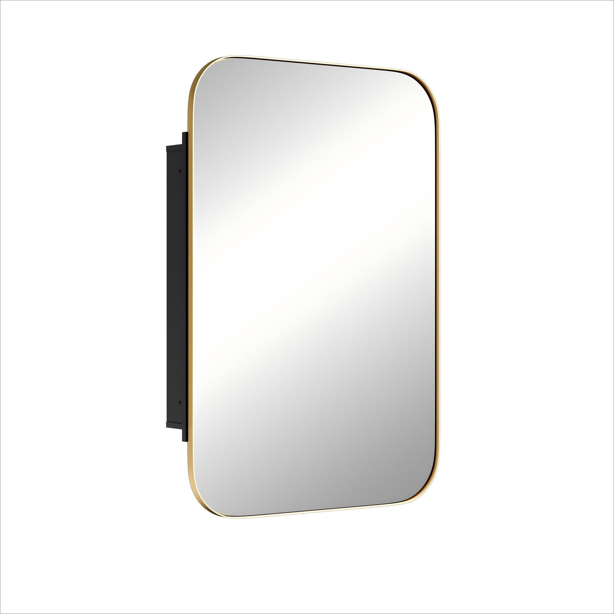 Dovelina Luminare Rectangular Medicine Cabinet with Mirror, Gold, large