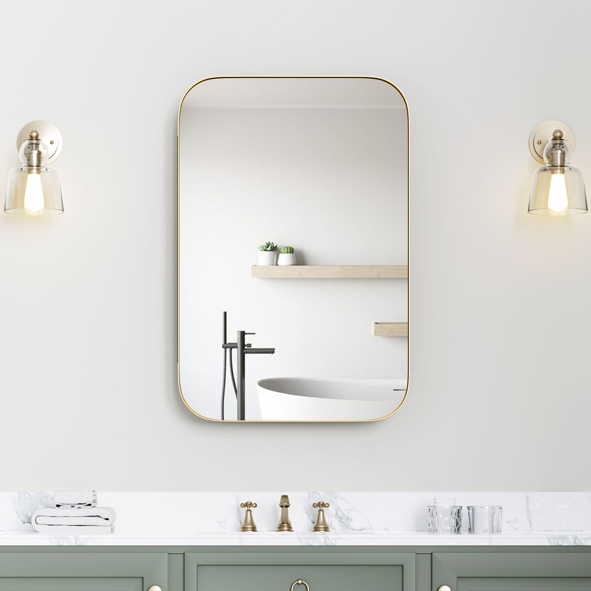 Dovelina Luminare Rectangular Medicine Cabinet with Mirror, Gold, large