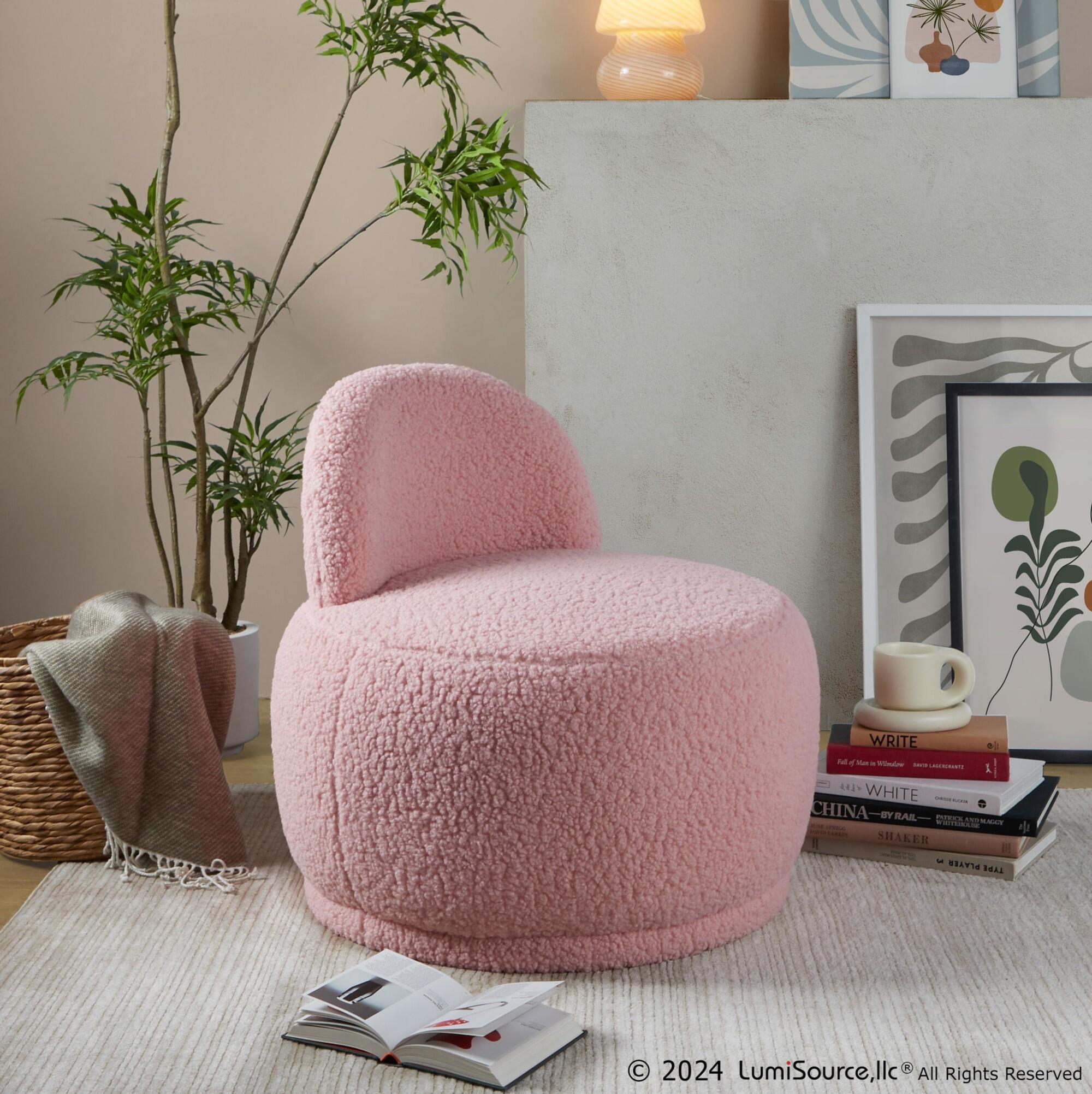 LumiSource Kimi Accent Chair, Pink, large